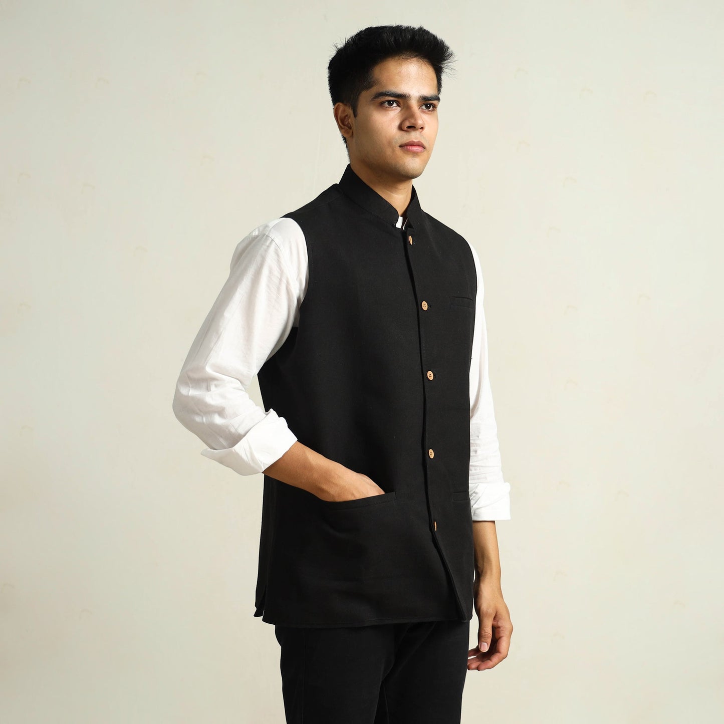 Pure Cotton Handloom Men Nehru Jacket 07