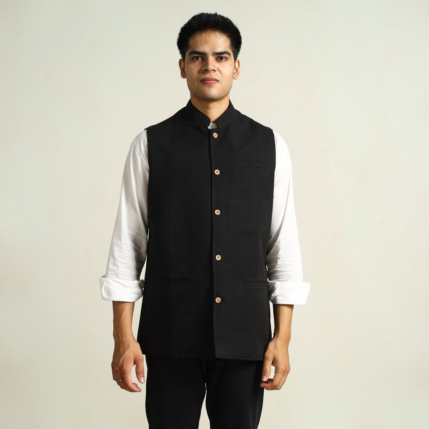 Pure Cotton Handloom Men Nehru Jacket 07