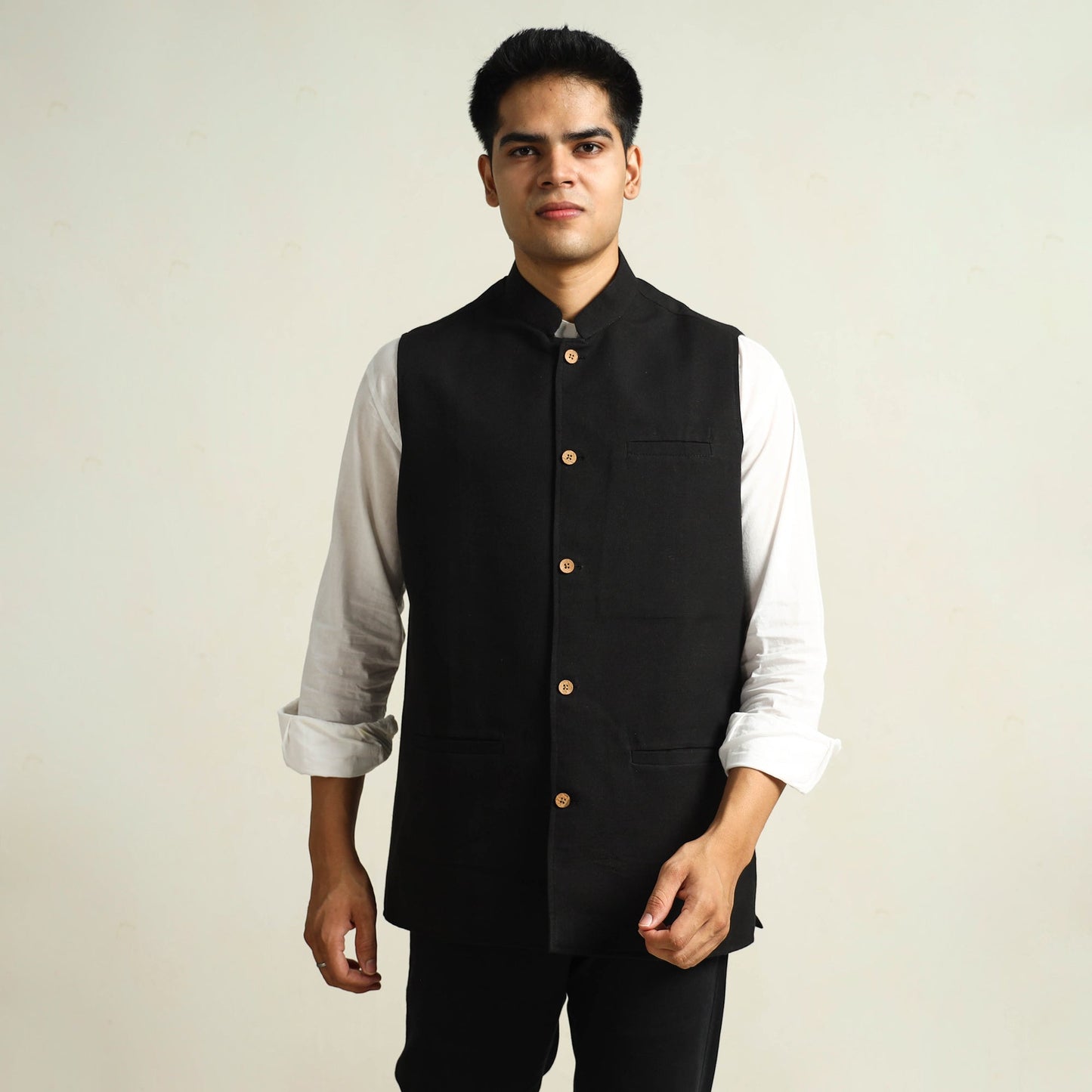 Pure Cotton Handloom Men Nehru Jacket 07