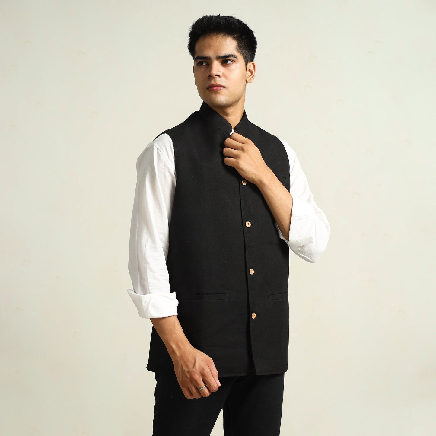 Pure Cotton Handloom Men Nehru Jacket 07