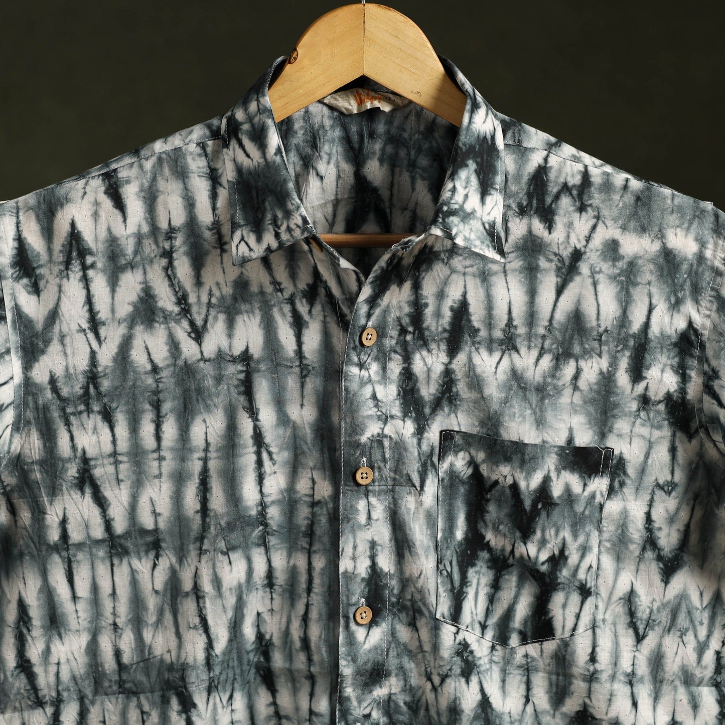 Pure mul cotton half sleeve tie-dye men shibori shirt 07