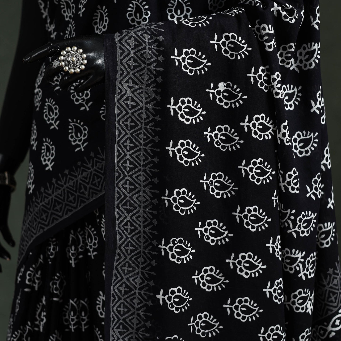 Pure mul cotton hand block sanganeri print saree 51
