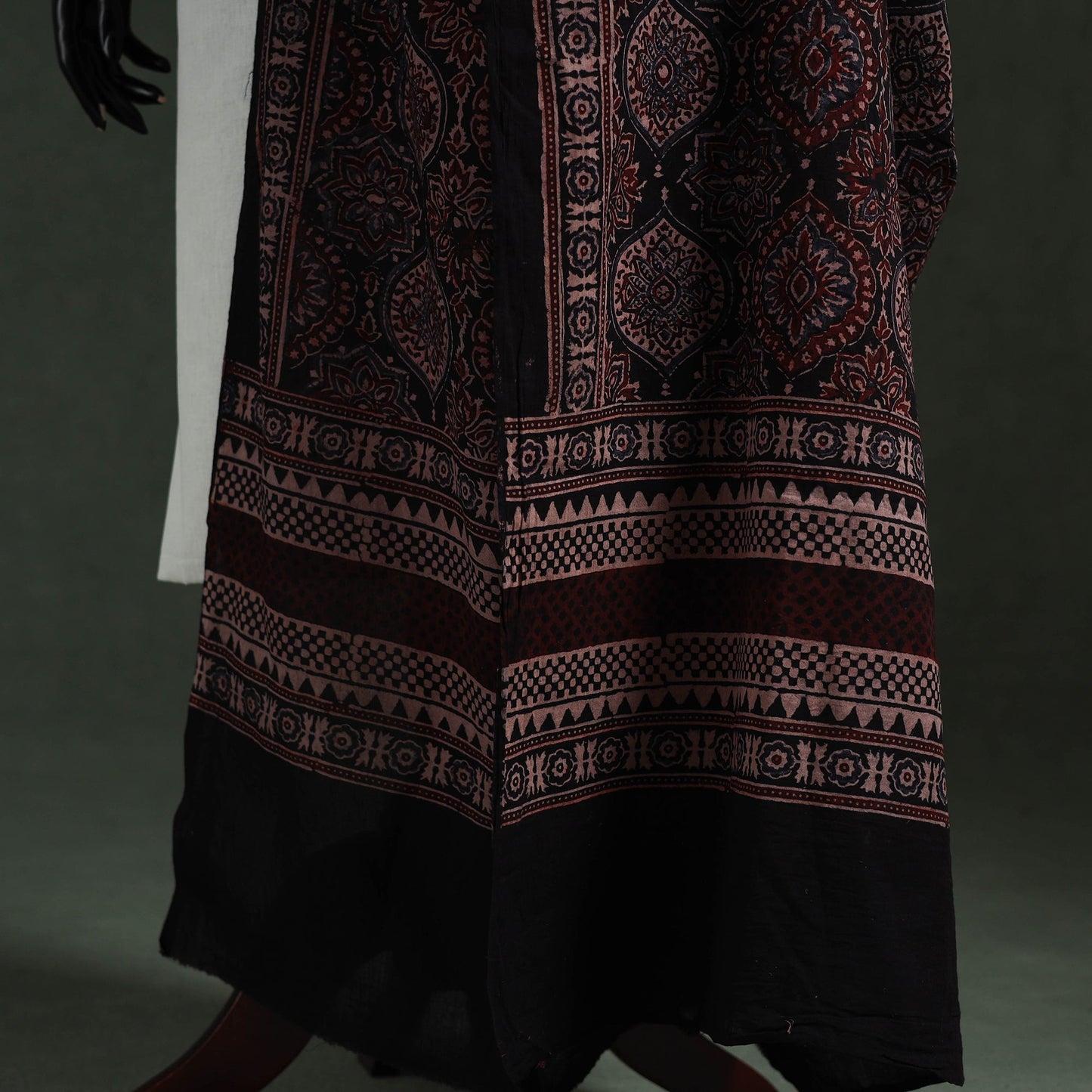 Black - pure mul cotton kutch hand block print natural dyed