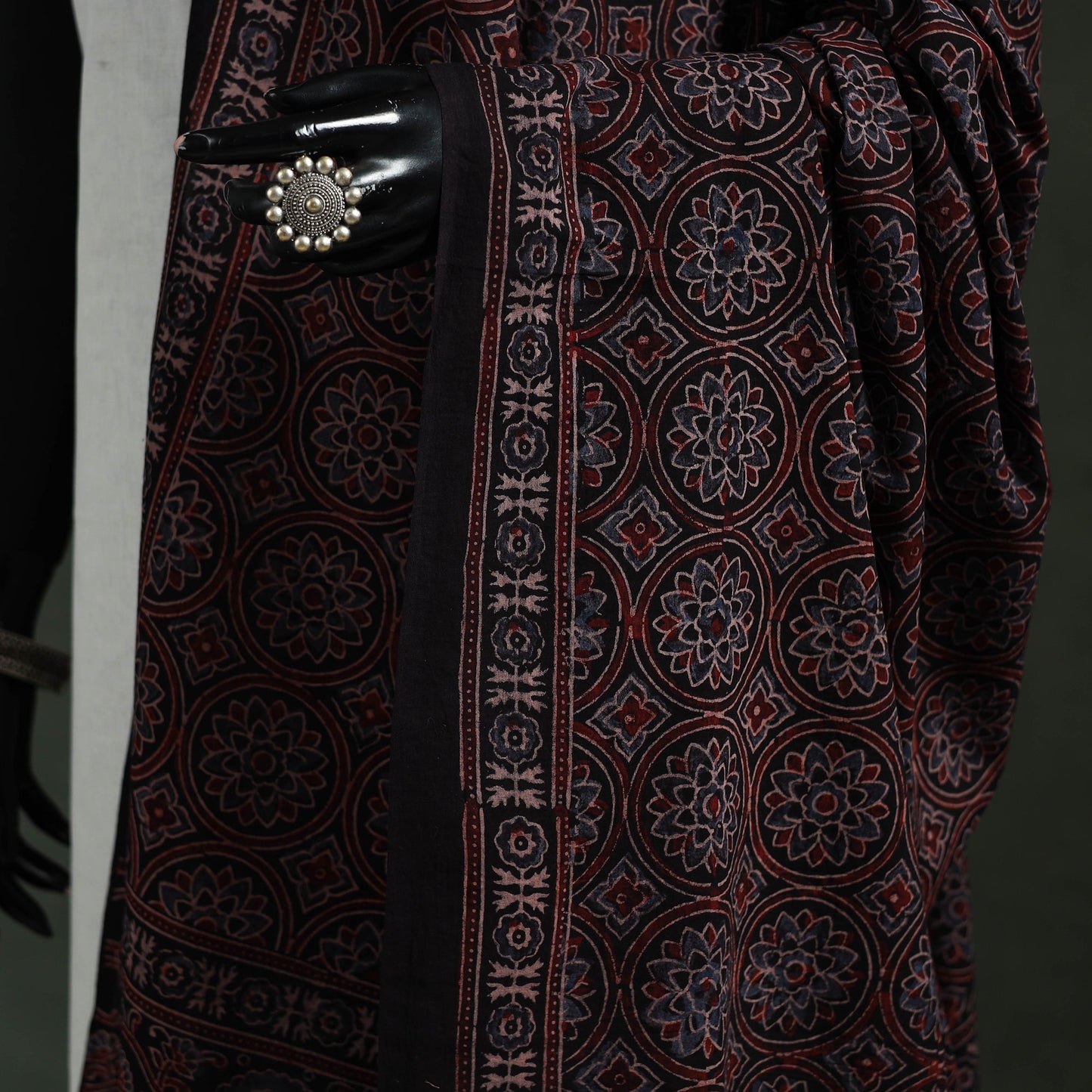 Black - pure mul cotton kutch hand block print natural dyed