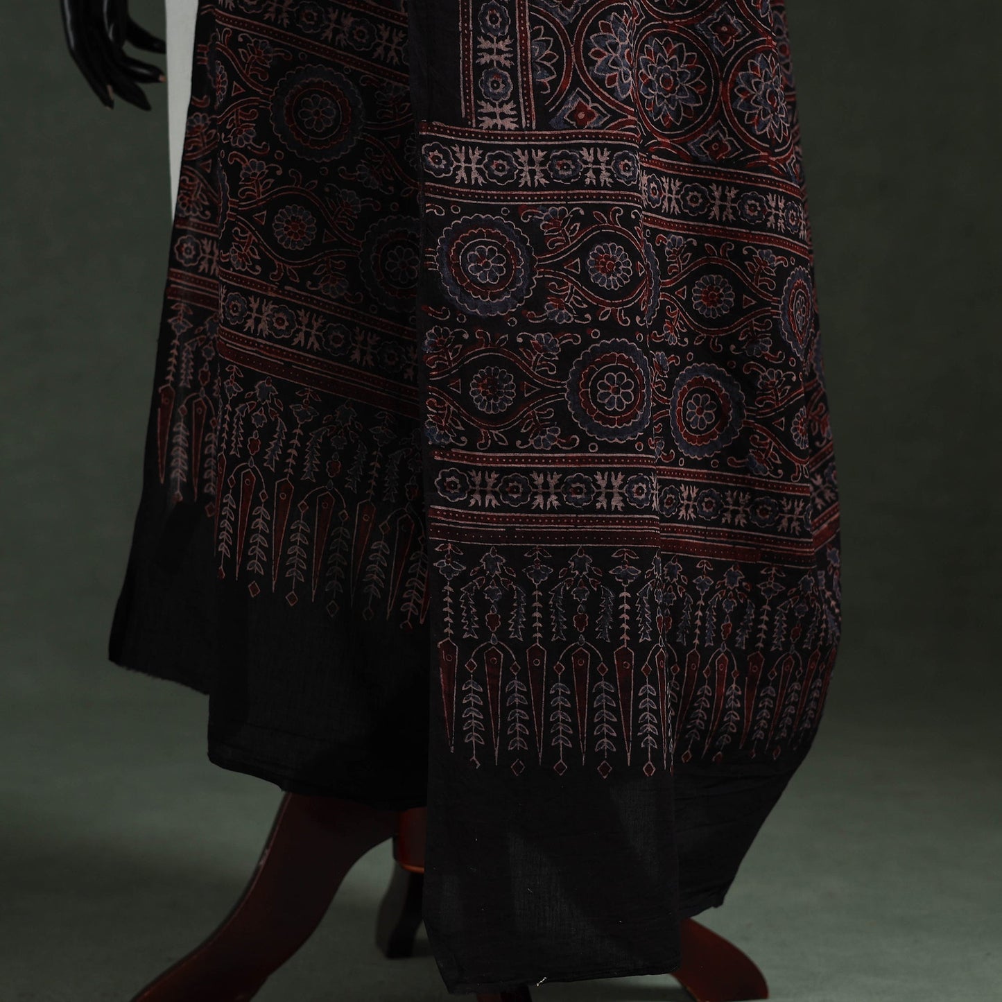 Black - pure mul cotton kutch hand block print natural dyed
