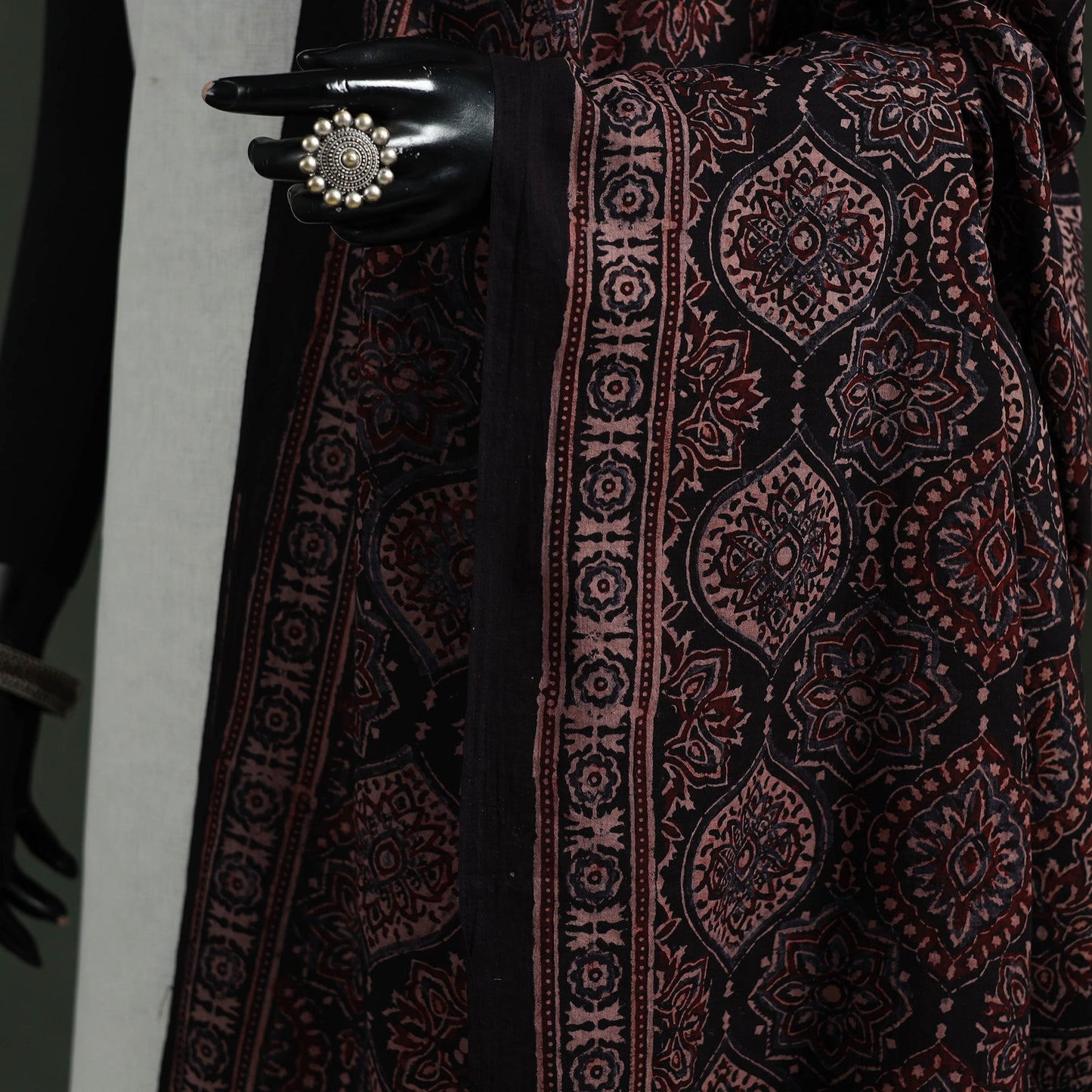 Black - pure mul cotton kutch hand block print natural dyed