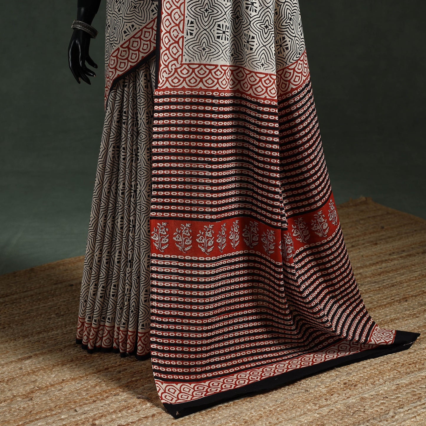 Pure mul cotton natural dyed hand block dabu bagru print