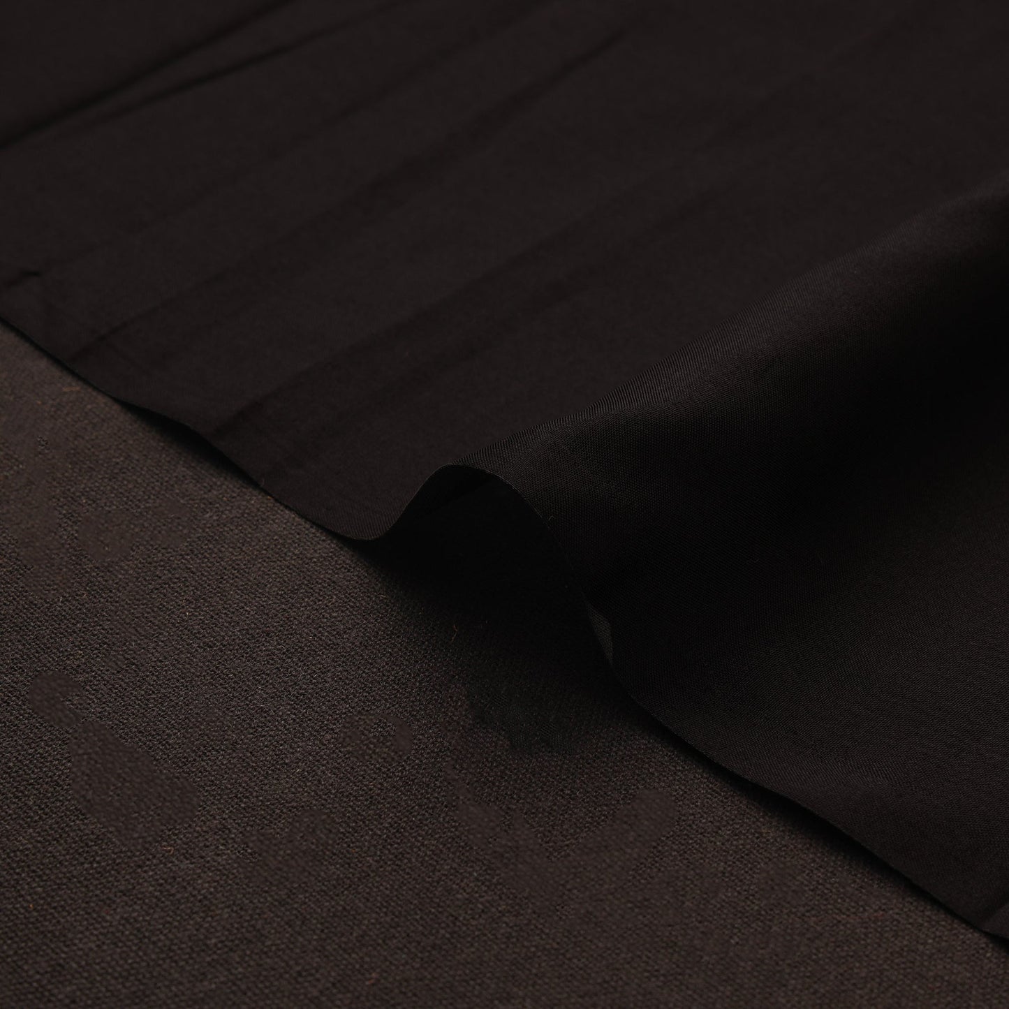Black - pure silk plain fabric 05 - handcrafted