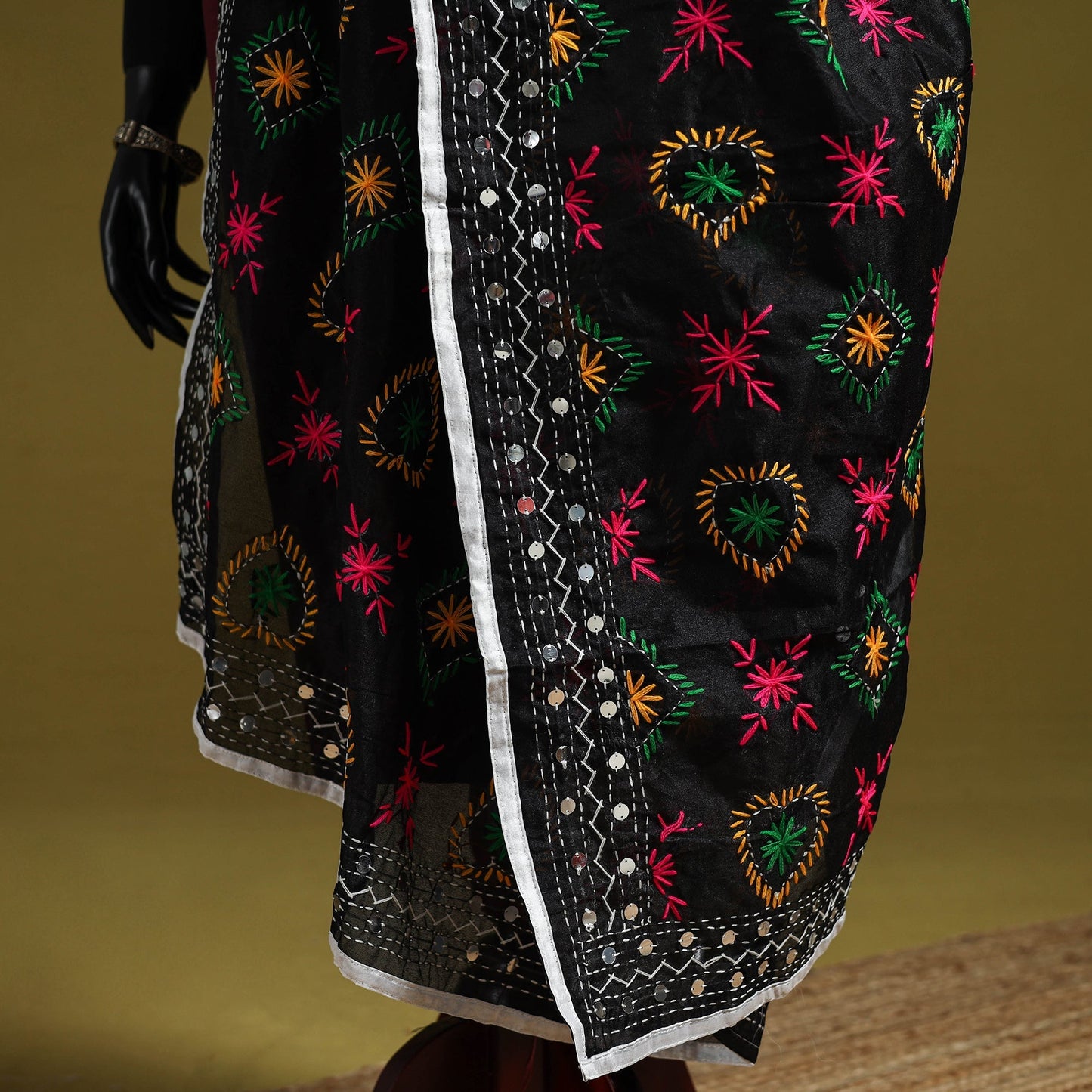 Ranihati chapa work chanderi silk hand embroidery dupatta