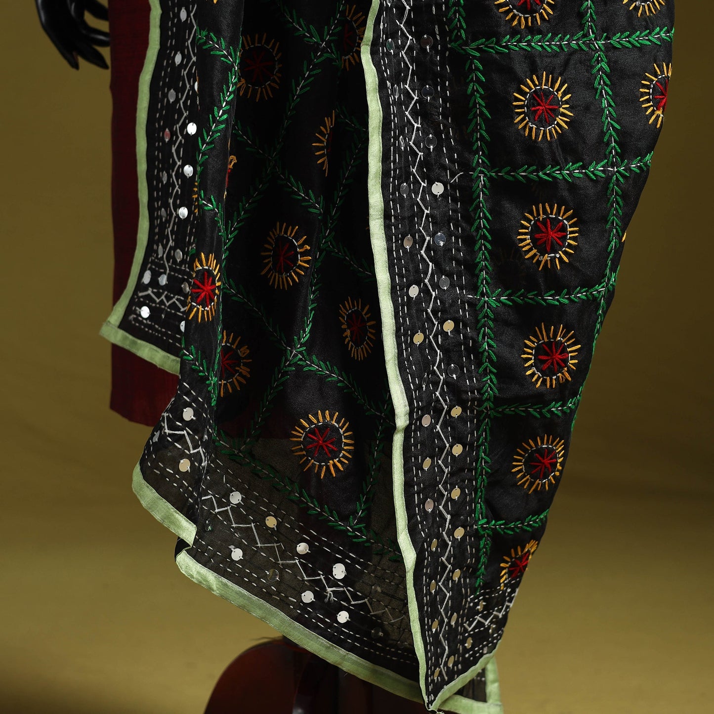 Ranihati chapa work chanderi silk hand embroidery dupatta