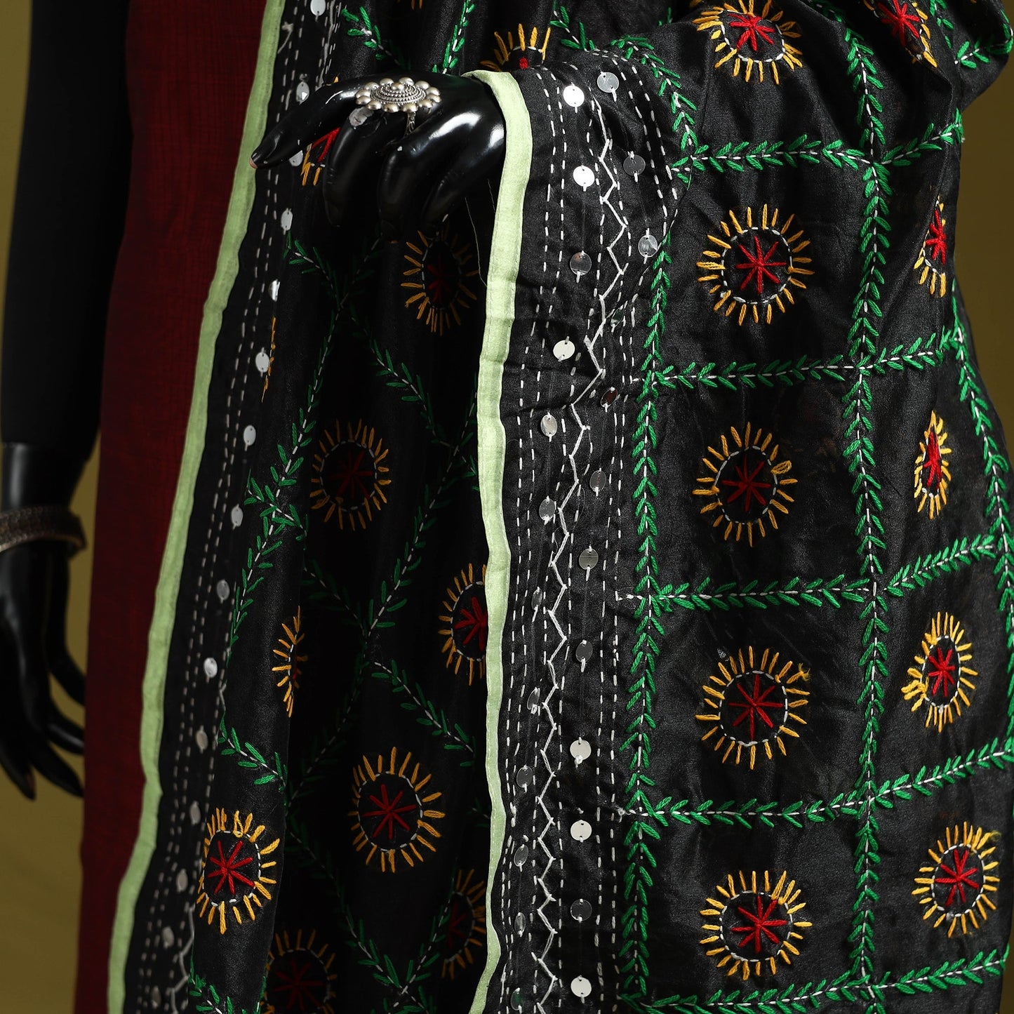 Ranihati chapa work chanderi silk hand embroidery dupatta