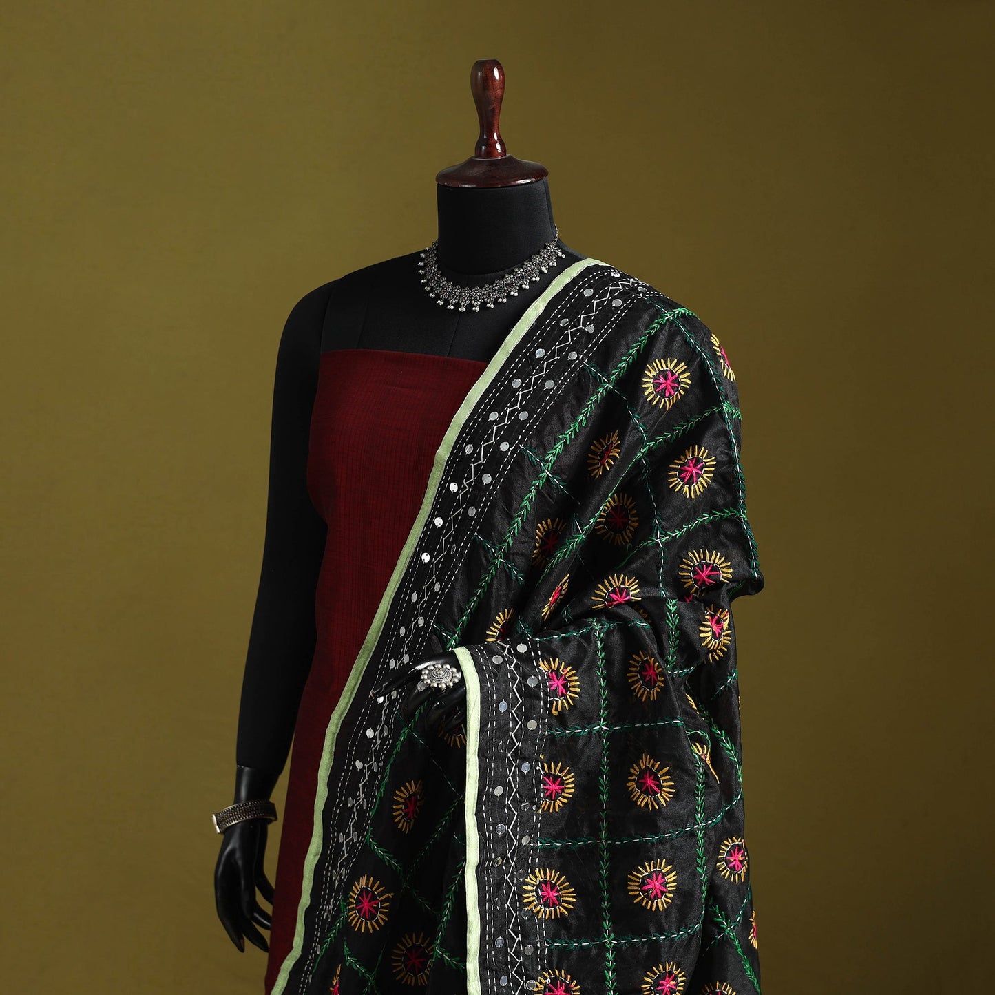 Ranihati chapa work chanderi silk hand embroidery dupatta