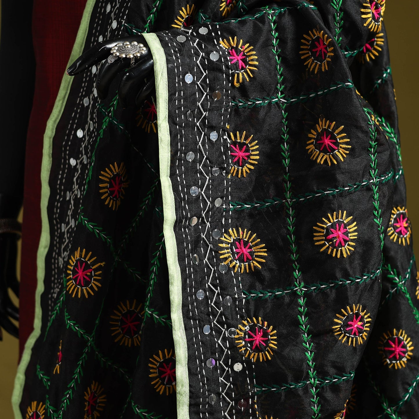 Ranihati chapa work chanderi silk hand embroidery dupatta