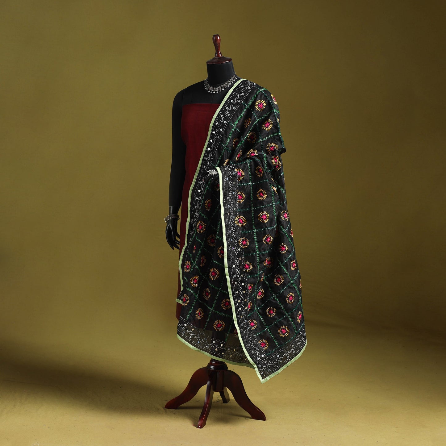 Ranihati chapa work chanderi silk hand embroidery dupatta
