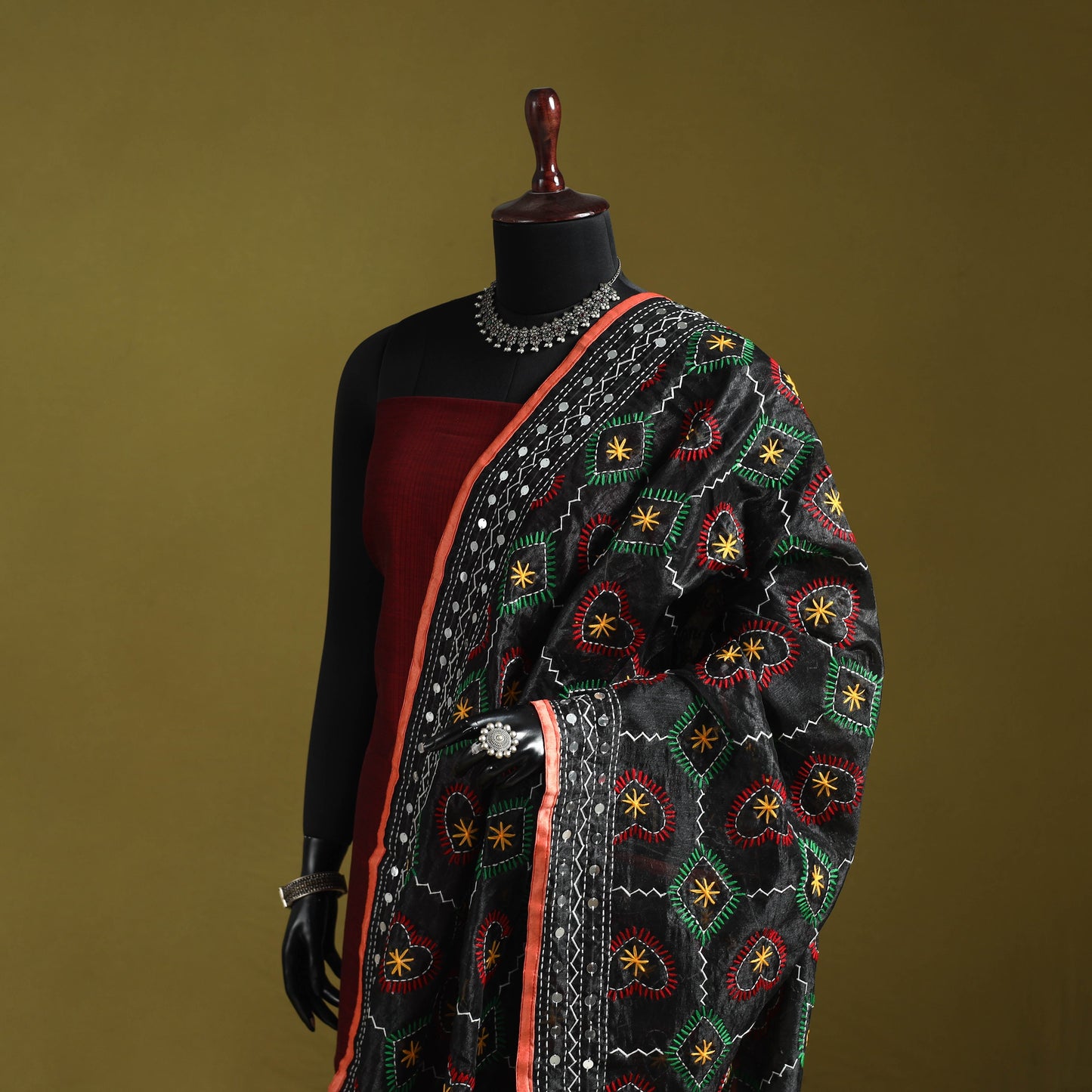Ranihati chapa work chanderi silk hand embroidery dupatta
