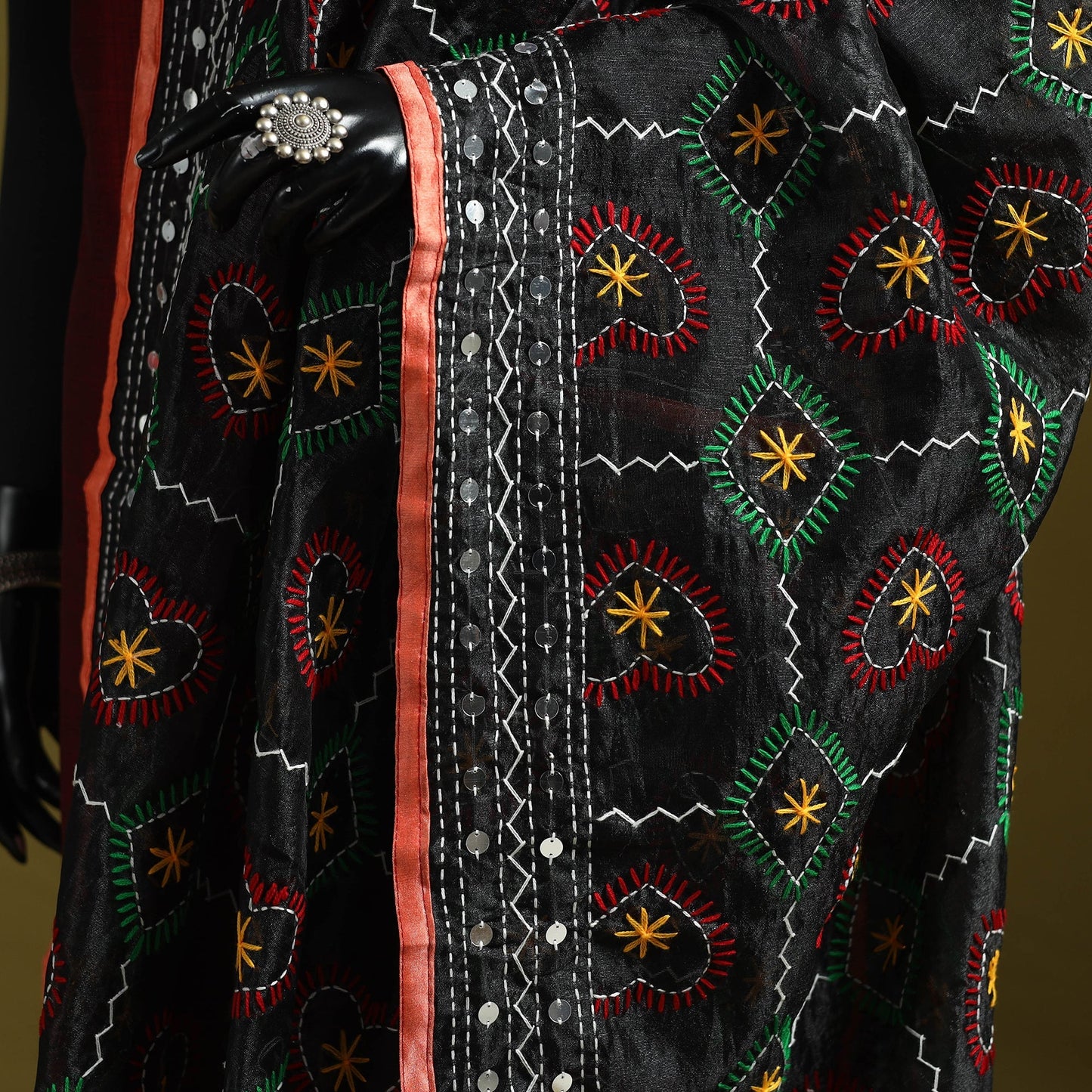 Ranihati chapa work chanderi silk hand embroidery dupatta