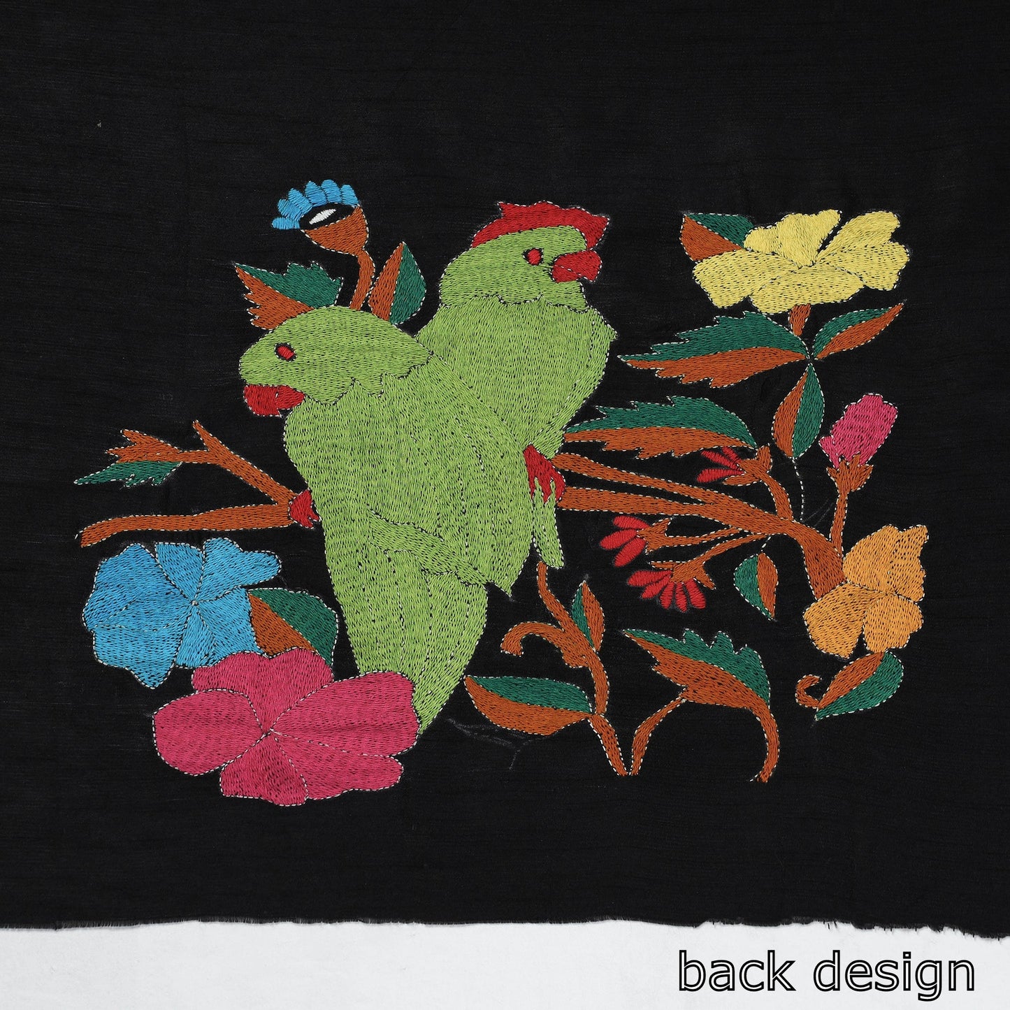 Buy Bengal Kantha Embroidery Raw Silk Blouse Piece