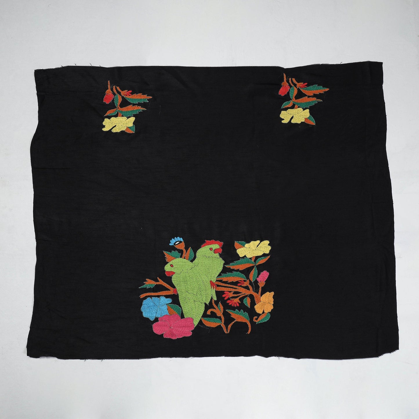 Buy Bengal Kantha Embroidery Raw Silk Blouse Piece