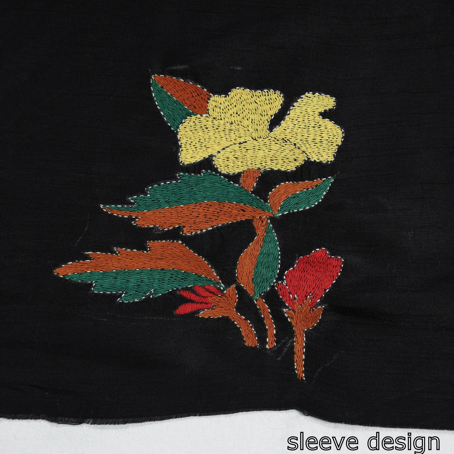 Buy Bengal Kantha Embroidery Raw Silk Blouse Piece