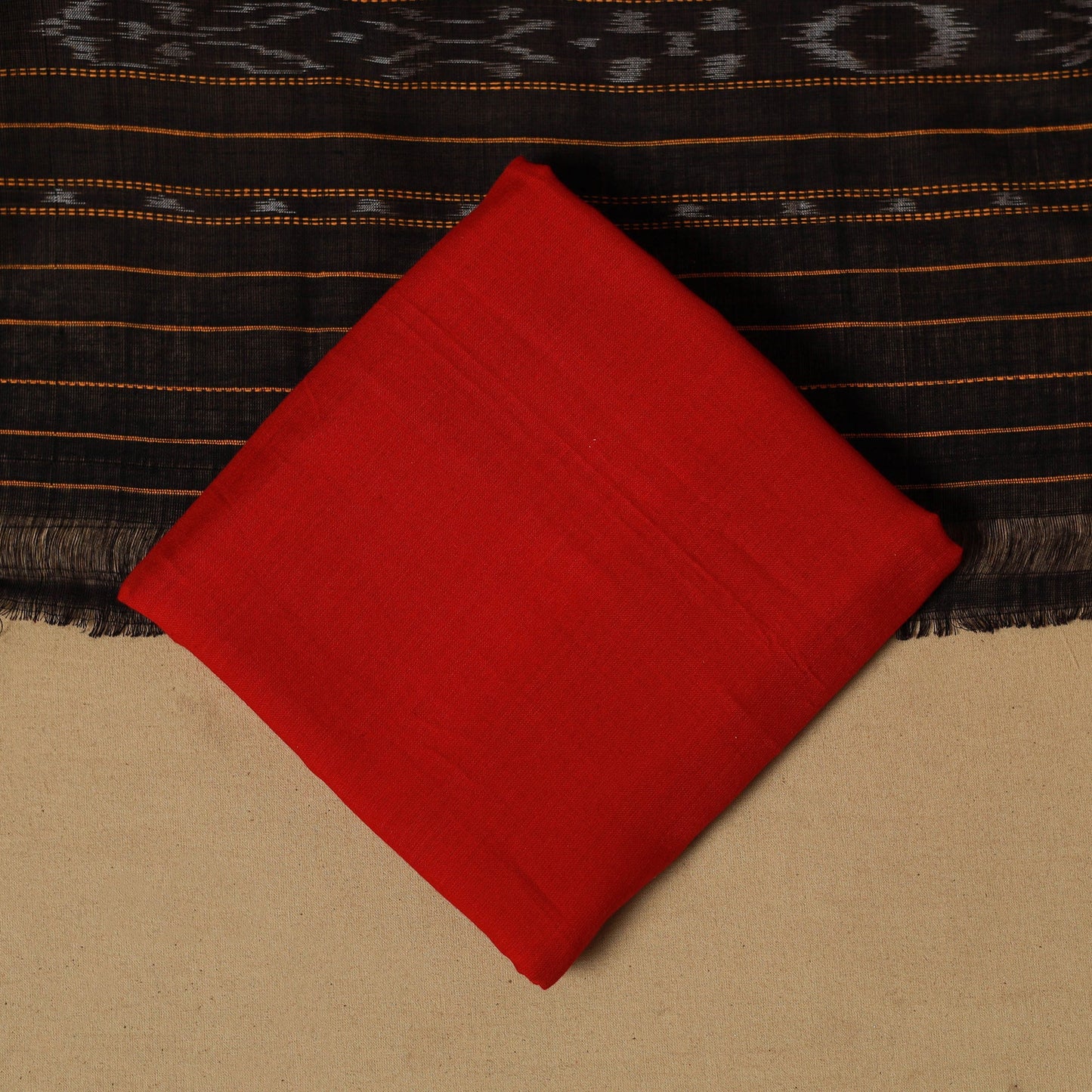 Black - sambalpuri ikat handloom cotton 3pc unstitched