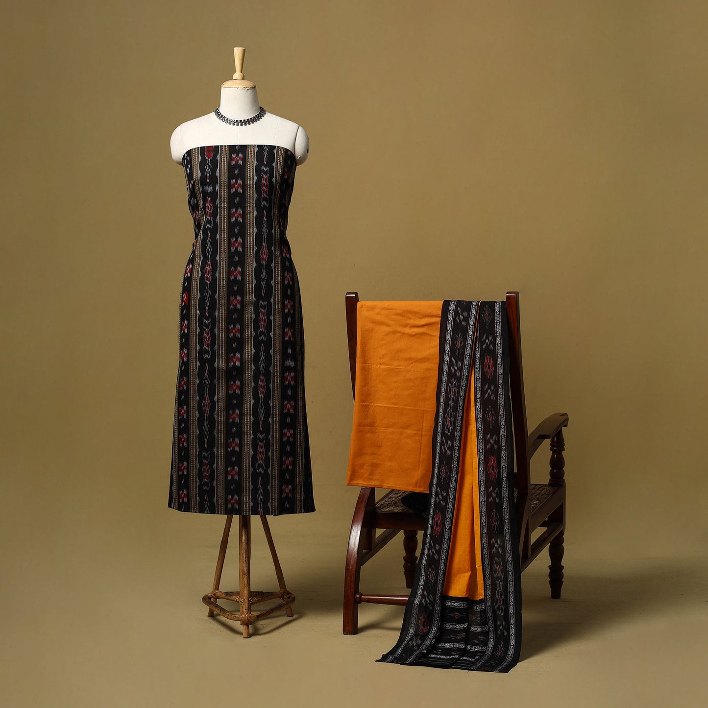 Sambalpuri ikat handloom cotton 3pc unstitched dress