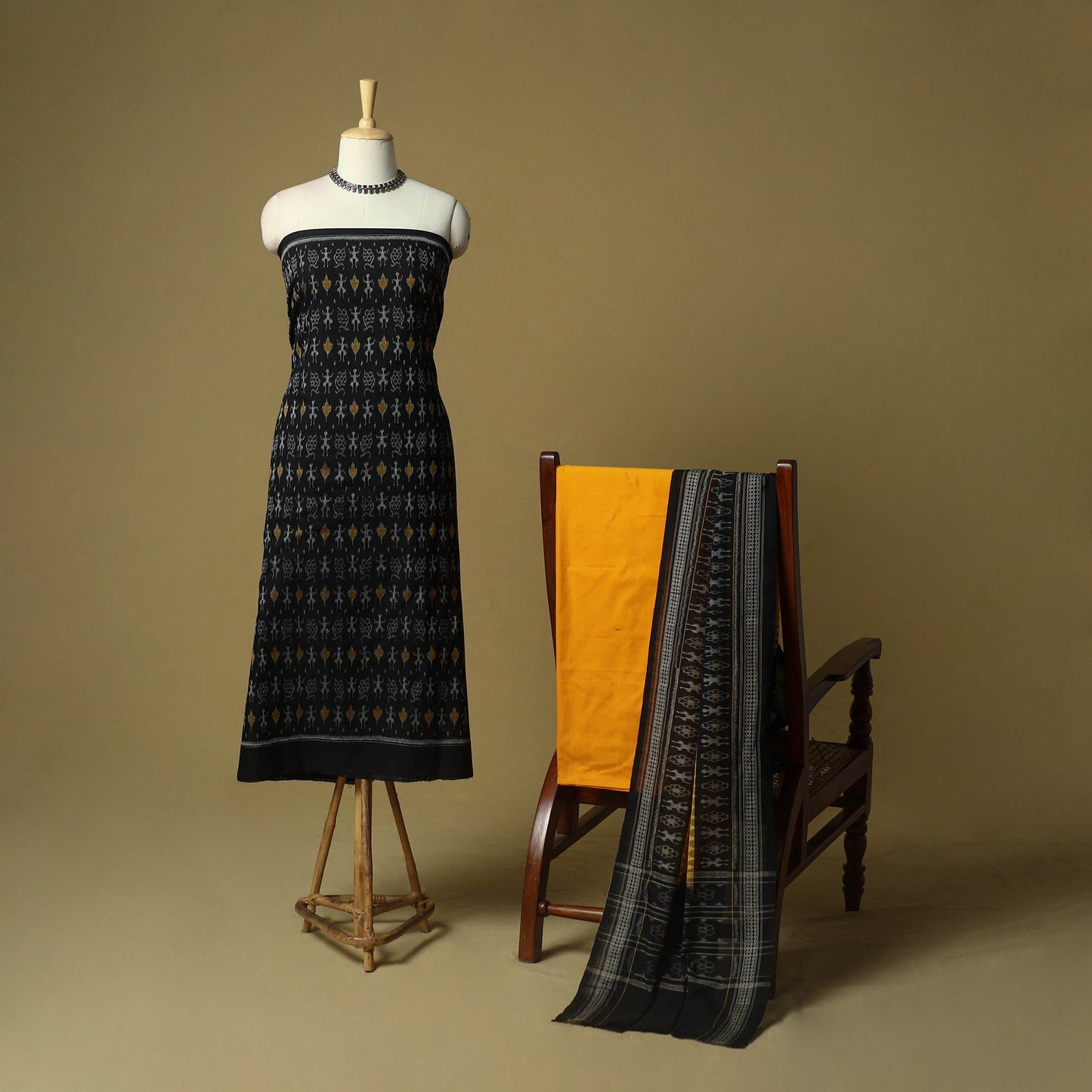 Sambalpuri ikat handloom cotton 3pc unstitched dress