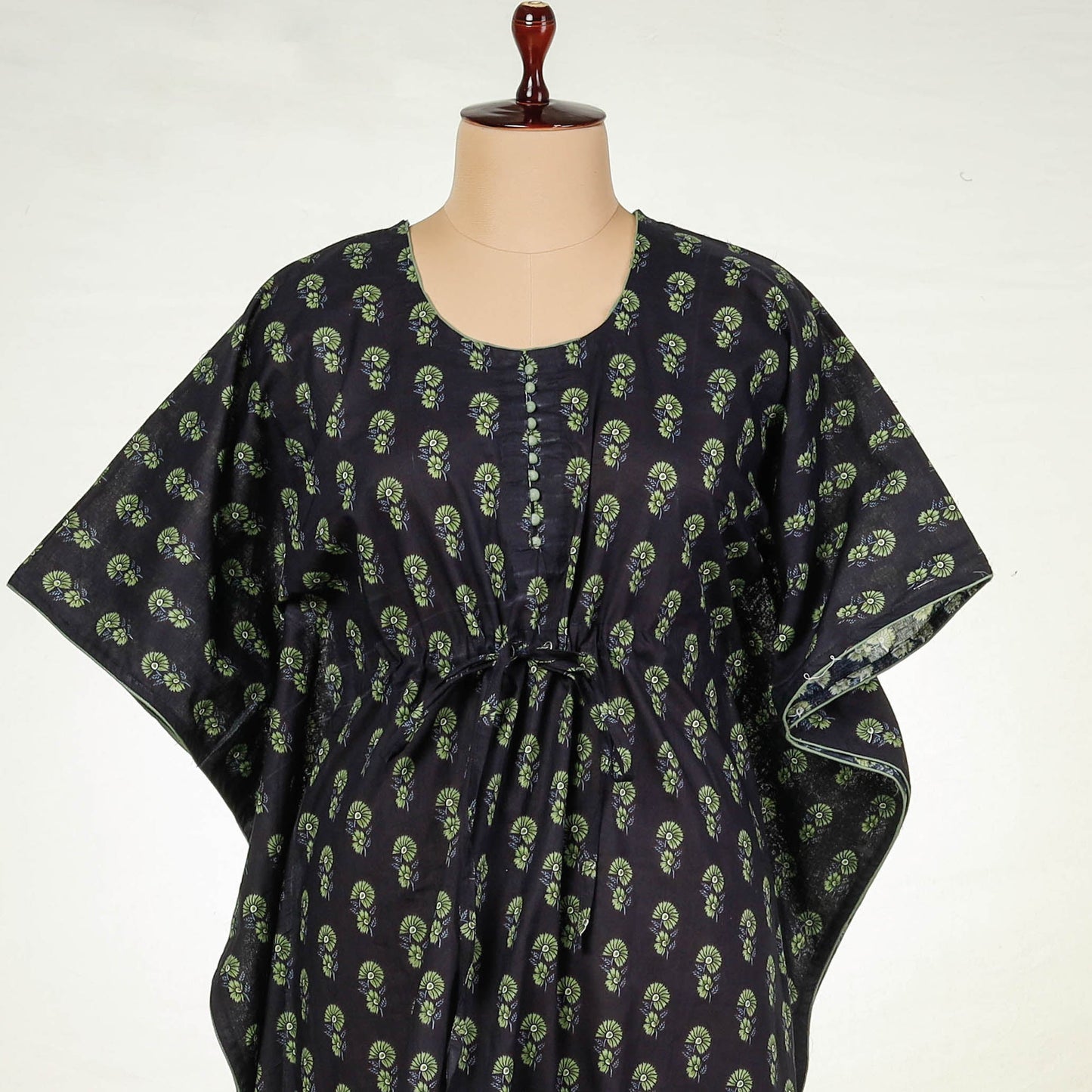 Sanganeri Block Printing Cotton Kaftan with Tie-Up Waist Online at iTokri.com