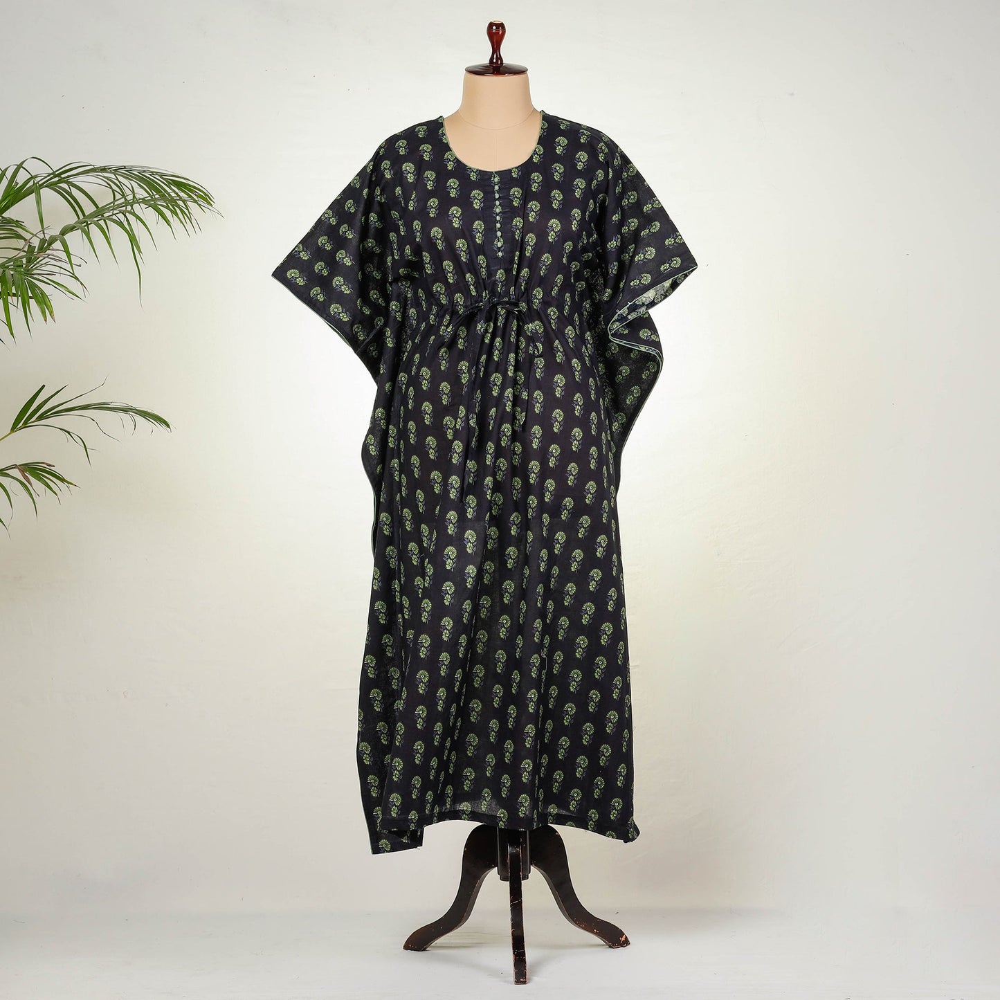 Sanganeri Block Printing Cotton Kaftan with Tie-Up Waist Online at iTokri.com