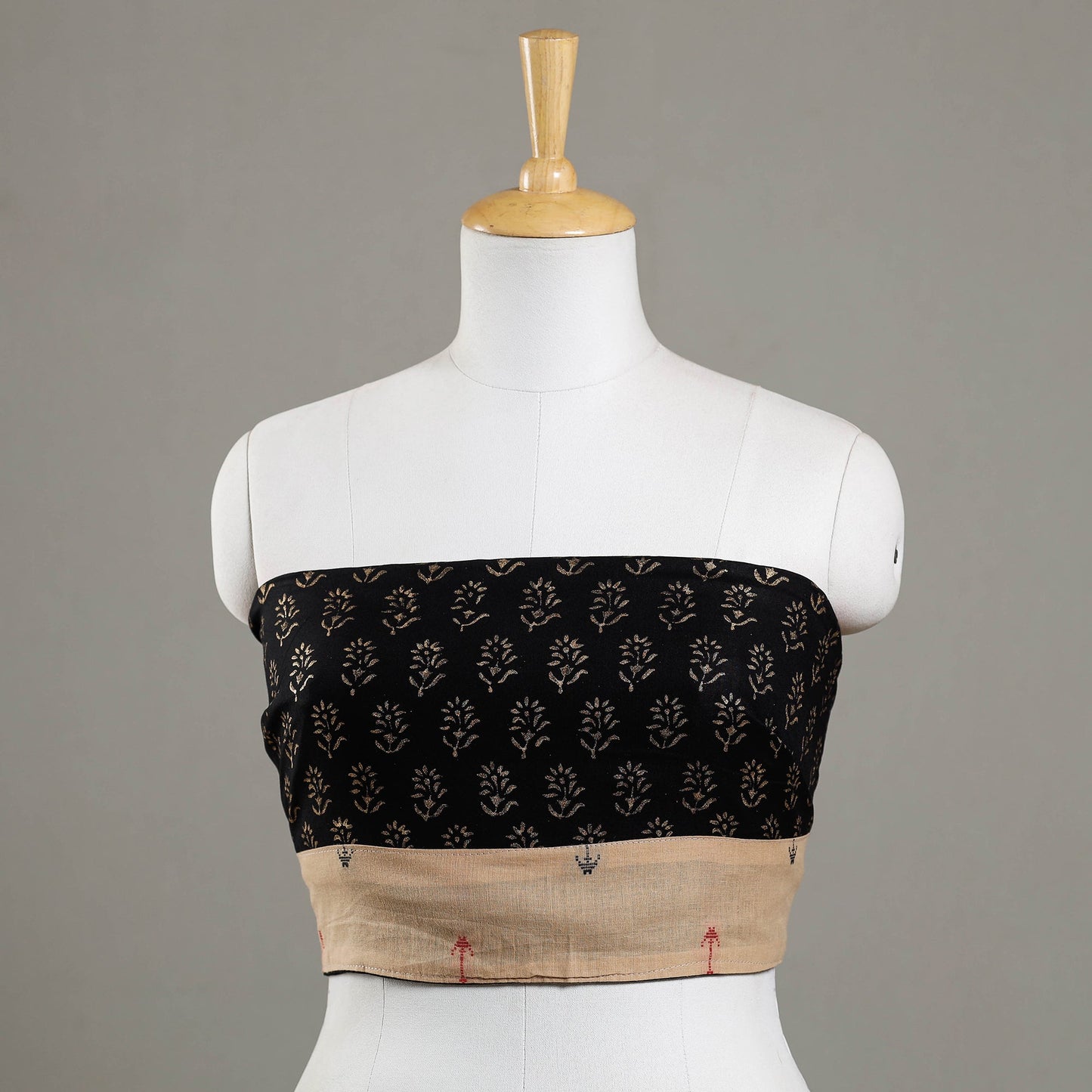 Buy Sanganeri Gold Block Printed Rayon Blouse Piece