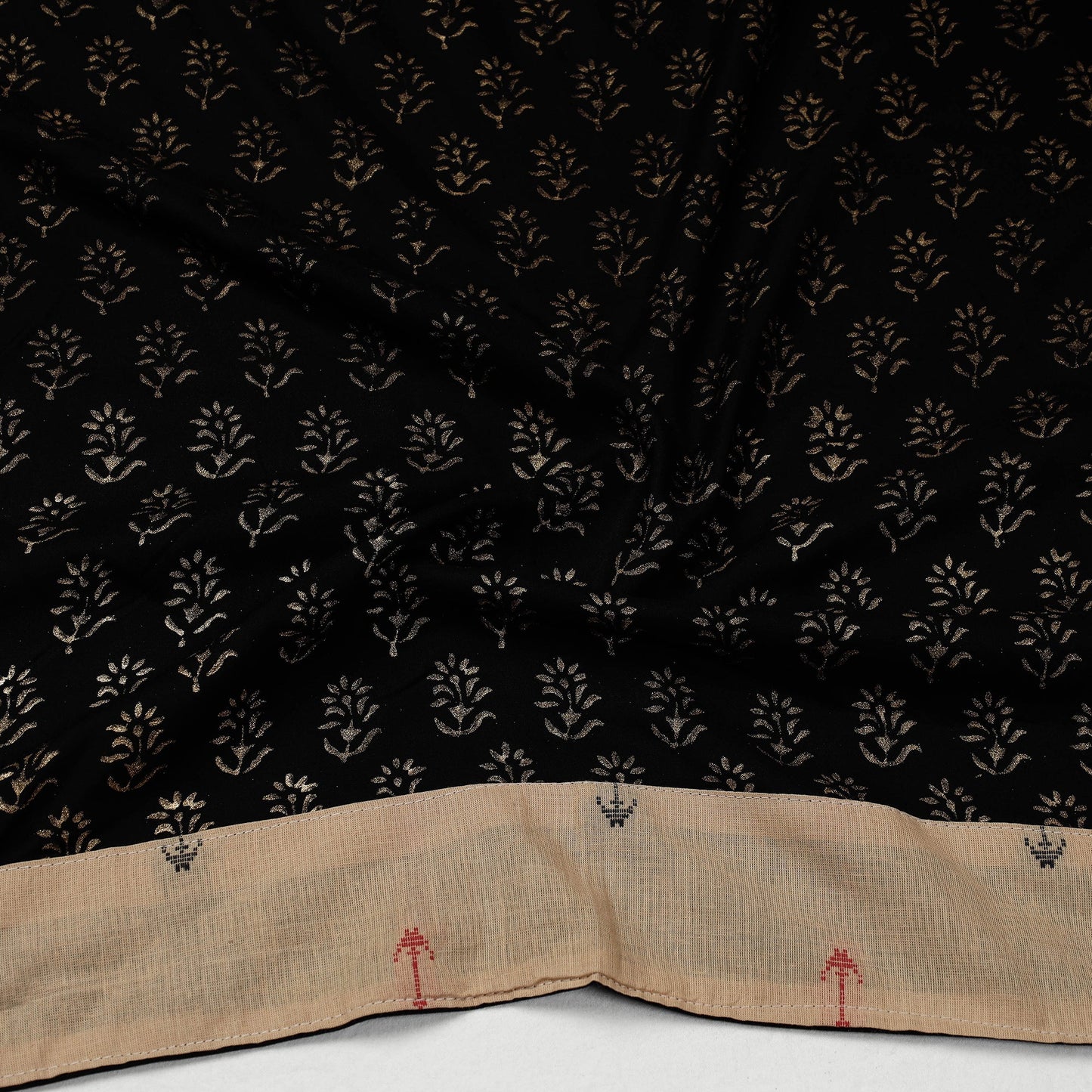Buy Sanganeri Gold Block Printed Rayon Blouse Piece
