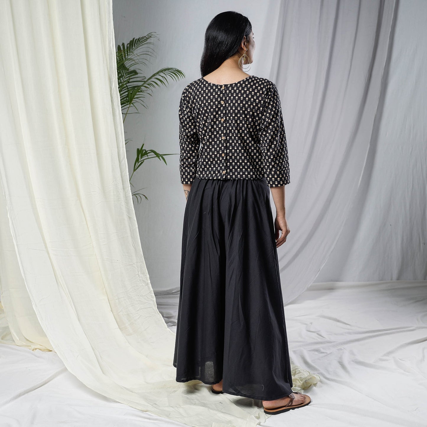 Sanganeri Hand Block Prints Full Sleeve Cotton Crop Top