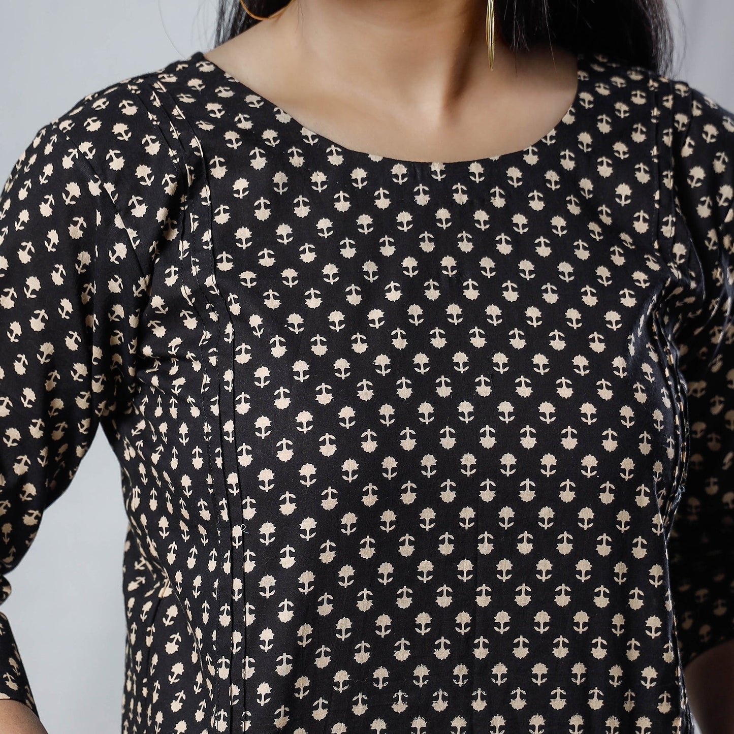 Sanganeri Hand Block Prints Full Sleeve Cotton Crop Top