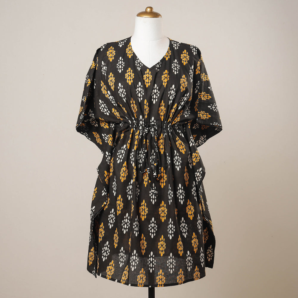 Sanganeri Printed Cotton Kaftan with Tie-Up Waist
