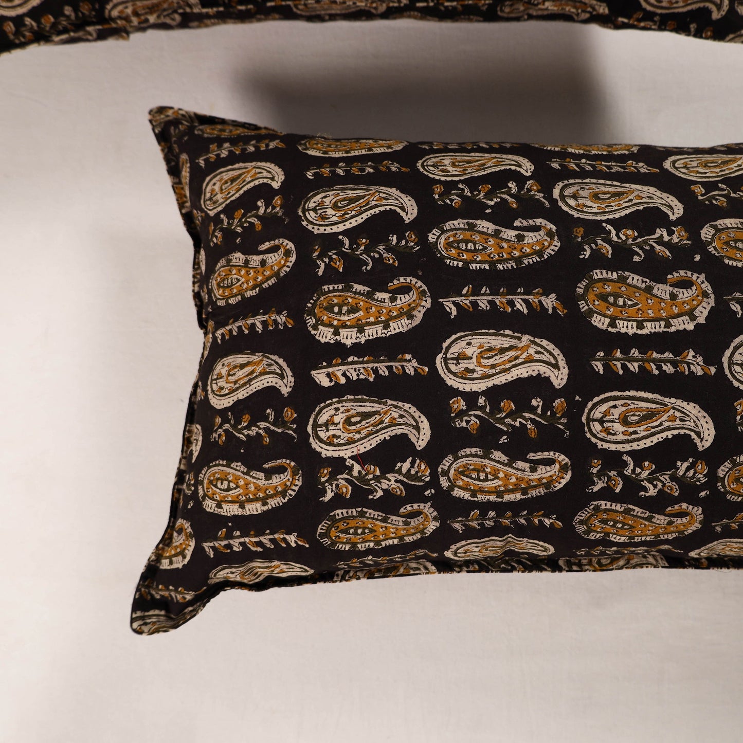 Black - set of 2 bagru cotton pillow covers 27 - handcrafted