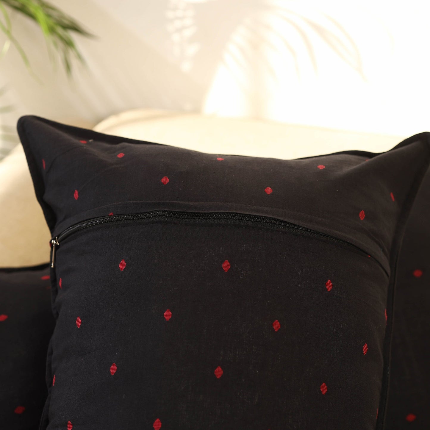 Buy Set of 2 Black Jacquard Cotton Pillow Covers