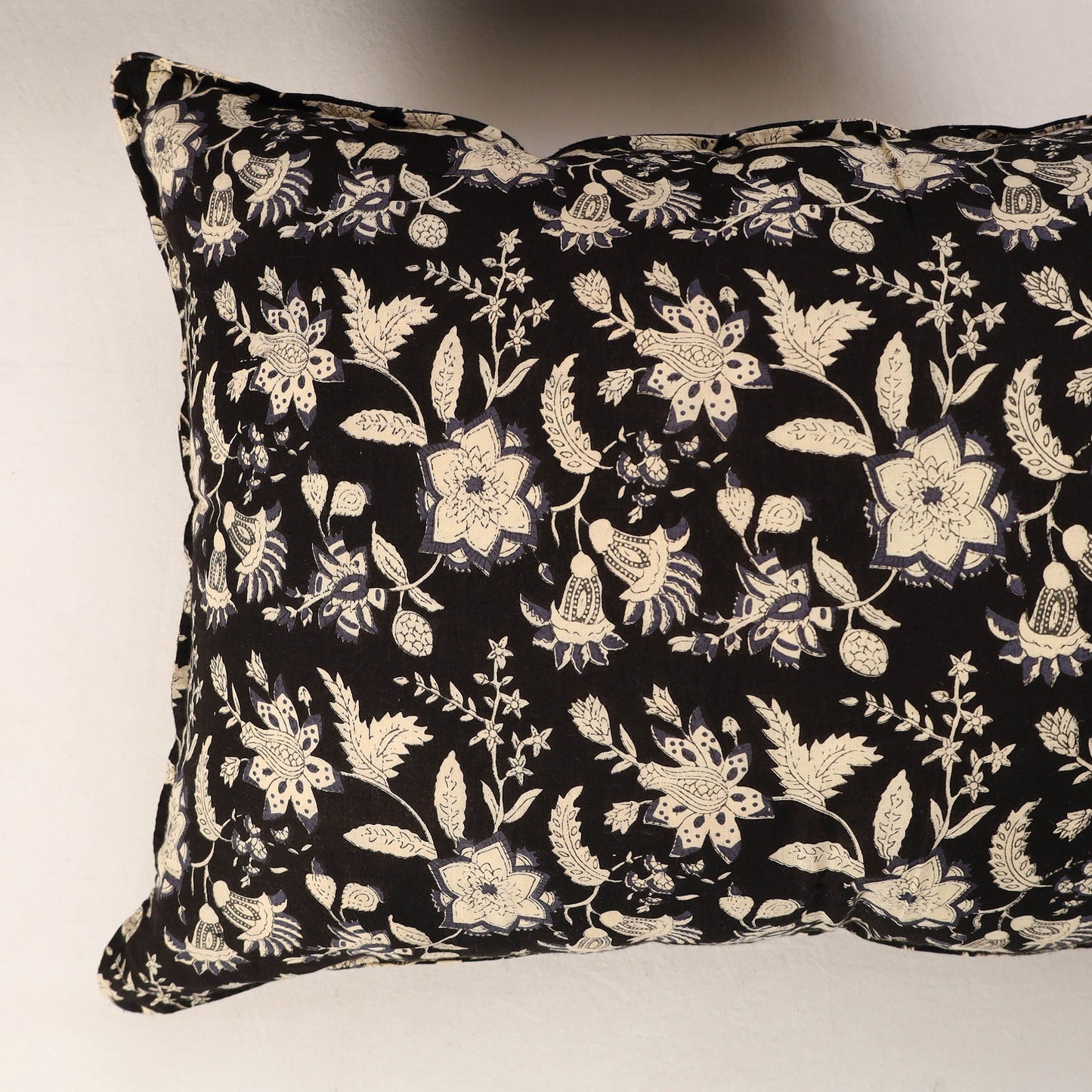 Black Set of 2 Jaipur Print Cotton Pillow Covers