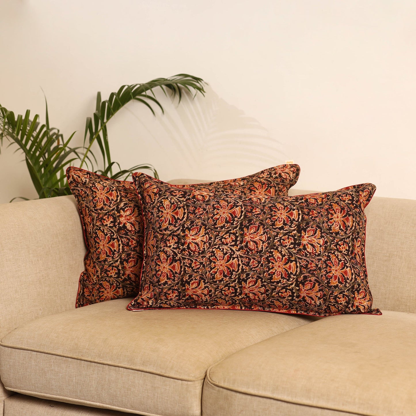 Black - set of 2 kalamkari hand pillow covers 41
