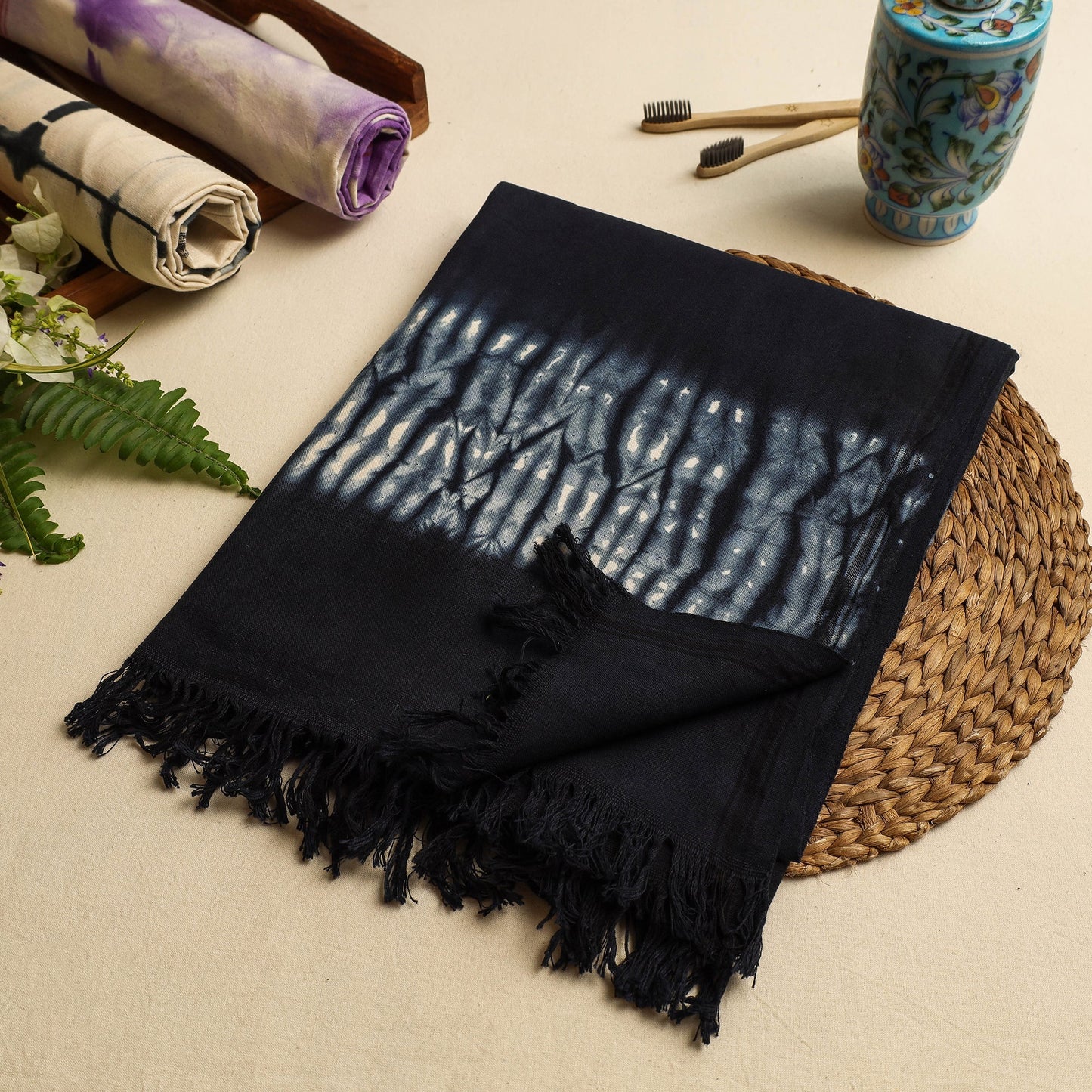 Jhiri Handloom Shibori Tie-Dye Pure Cotton Towel