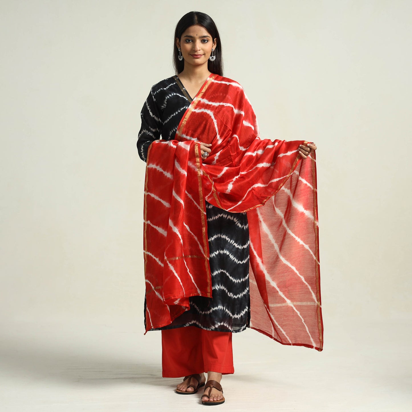 Shibori Kurta with Palazzo & Dupatta Set