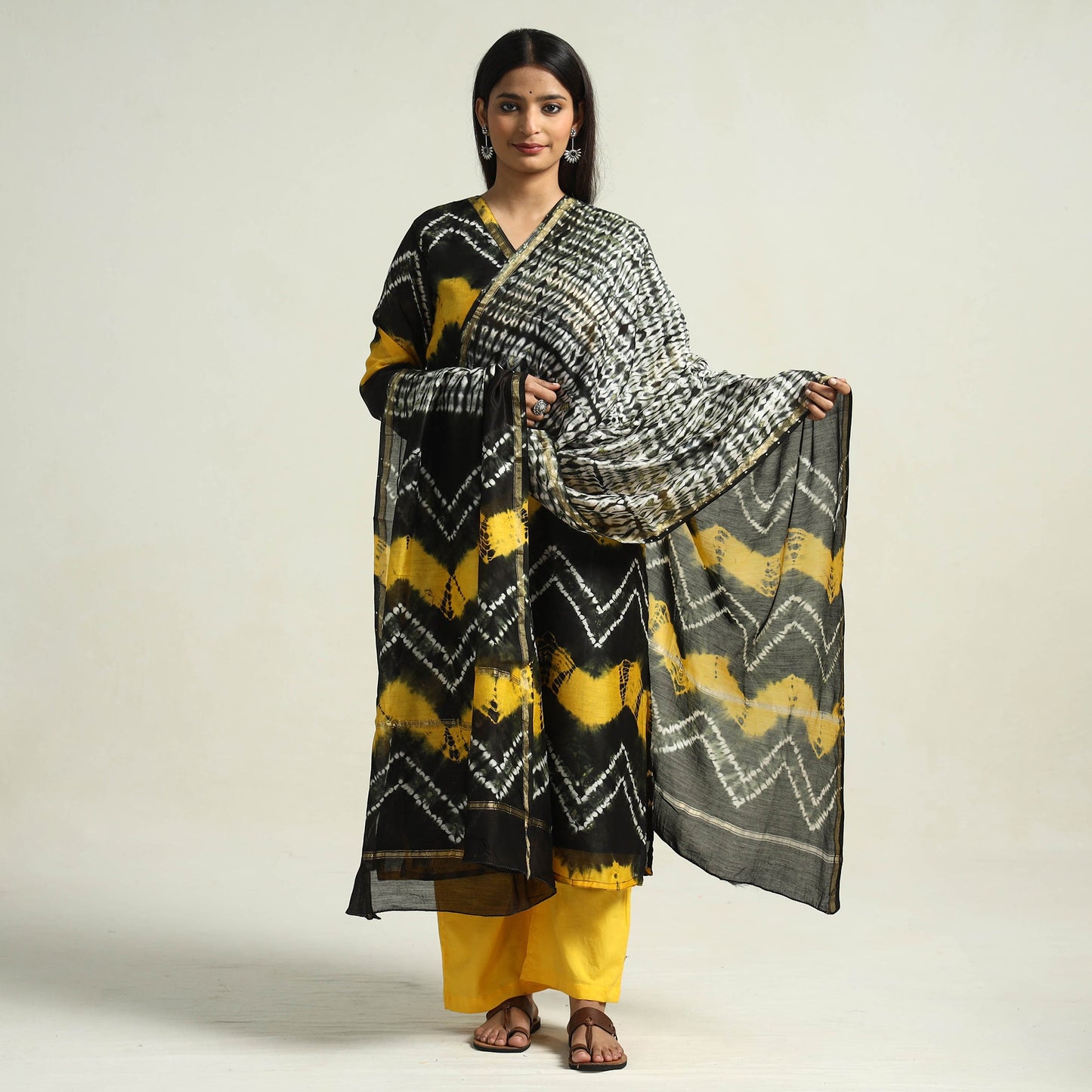 Shibori Kurta with Palazzo & Dupatta Set