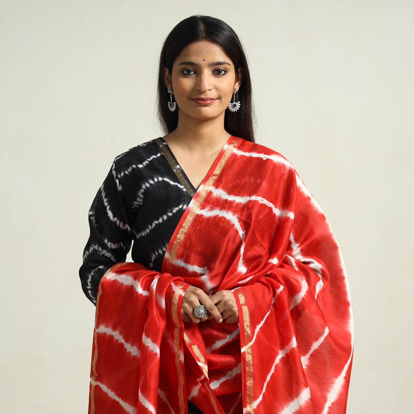 Shibori Kurta with Palazzo & Dupatta Set