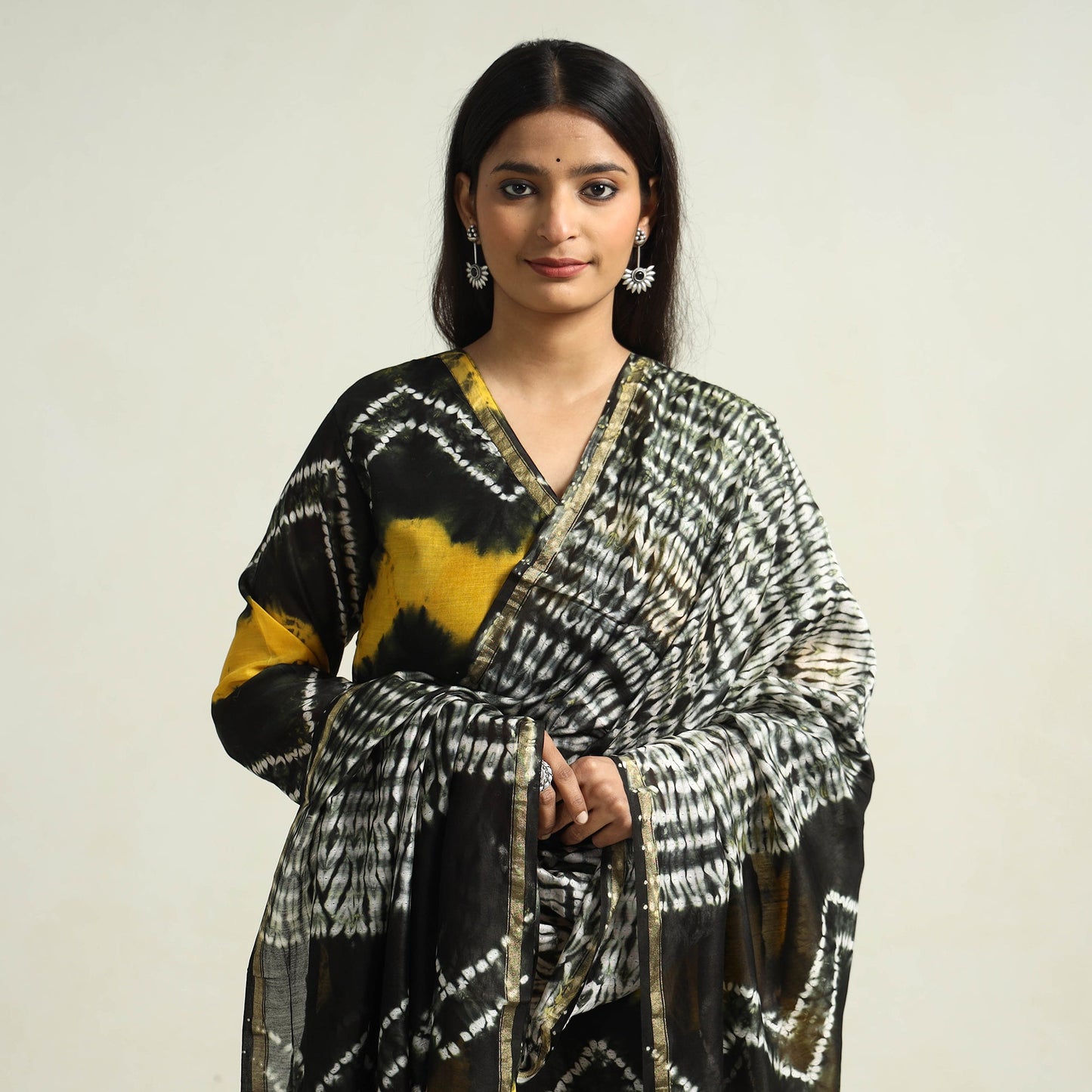 Shibori Kurta with Palazzo & Dupatta Set