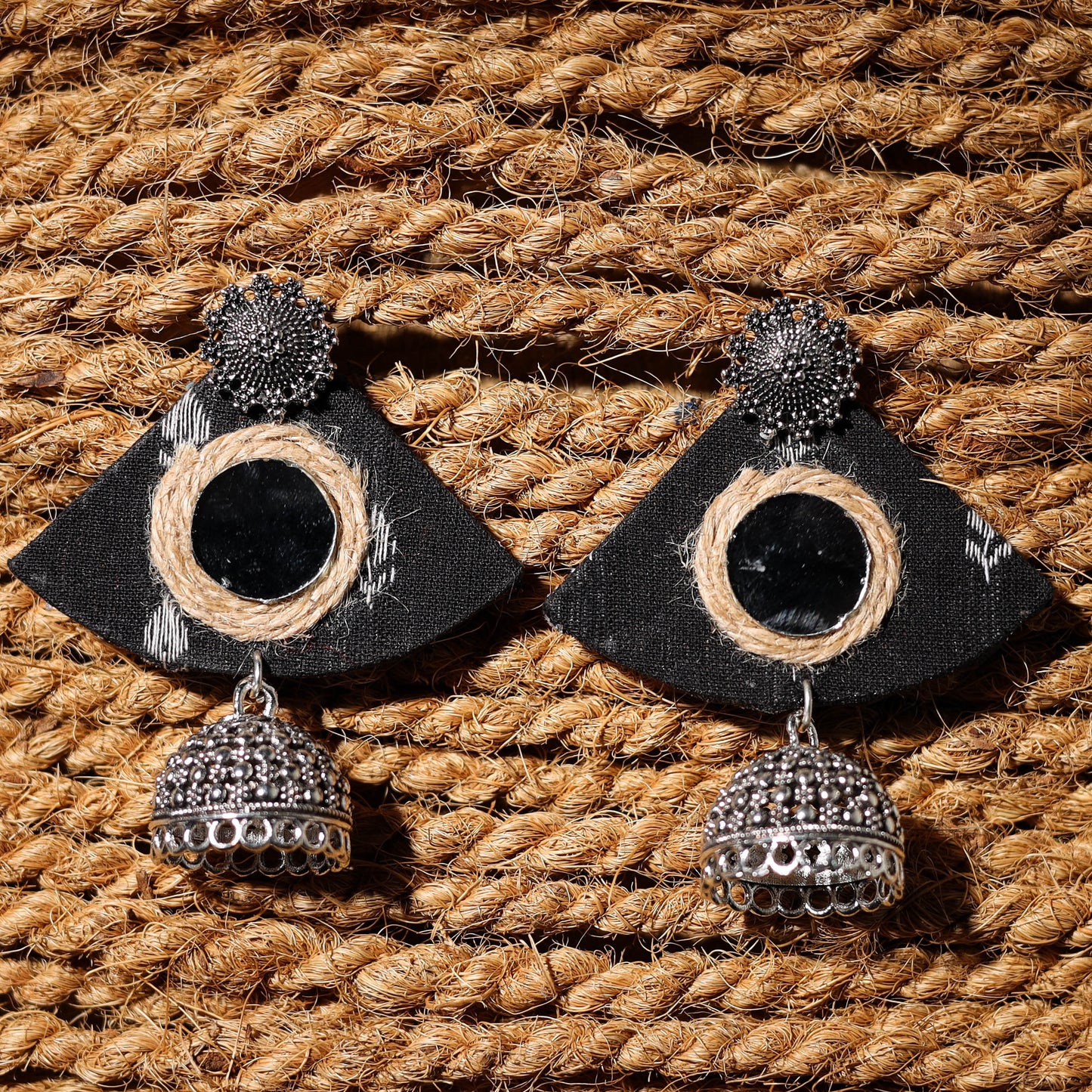 Black - shipra handcrafted gs fabart jhumki earrings