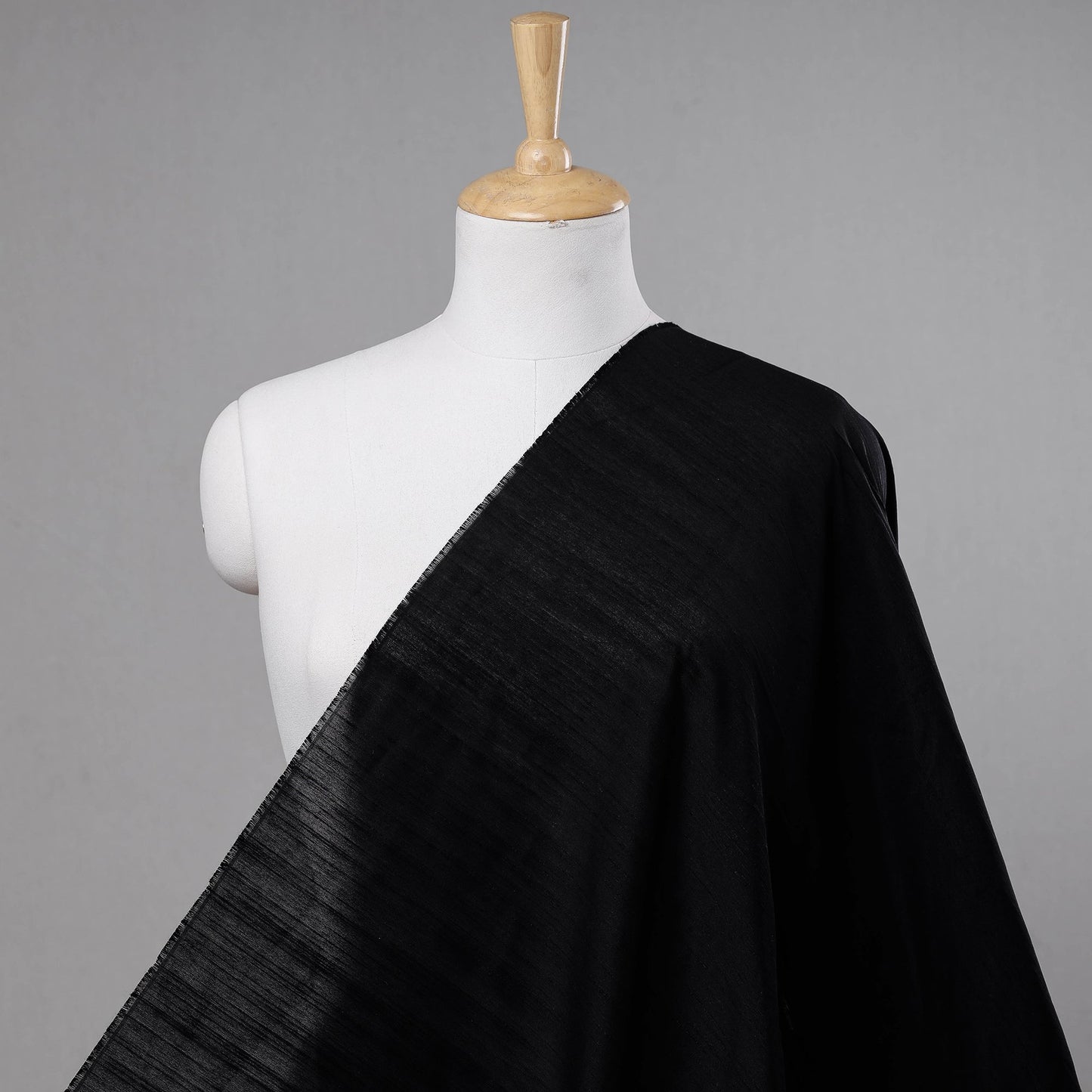 Black Slub Silk Plain Fabric