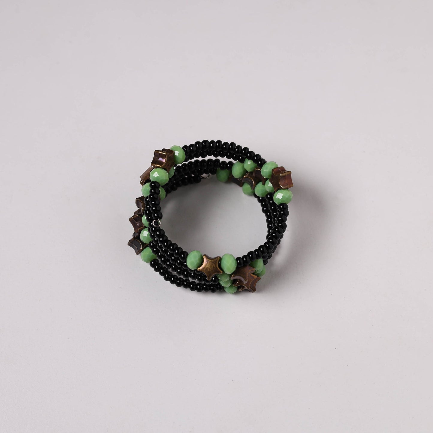 Black - spiral handmade beaded bracelet 196 - handcrafted