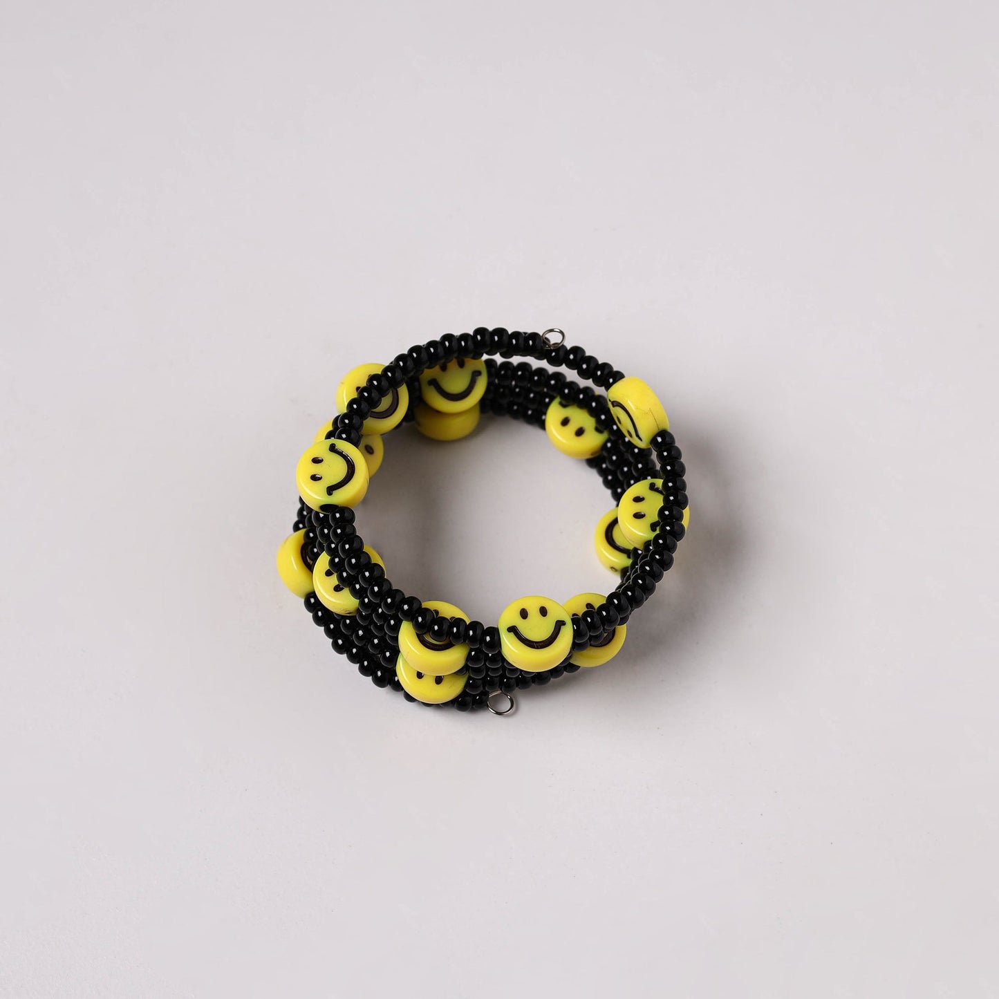 Black - spiral handmade beaded bracelet 217 - handcrafted