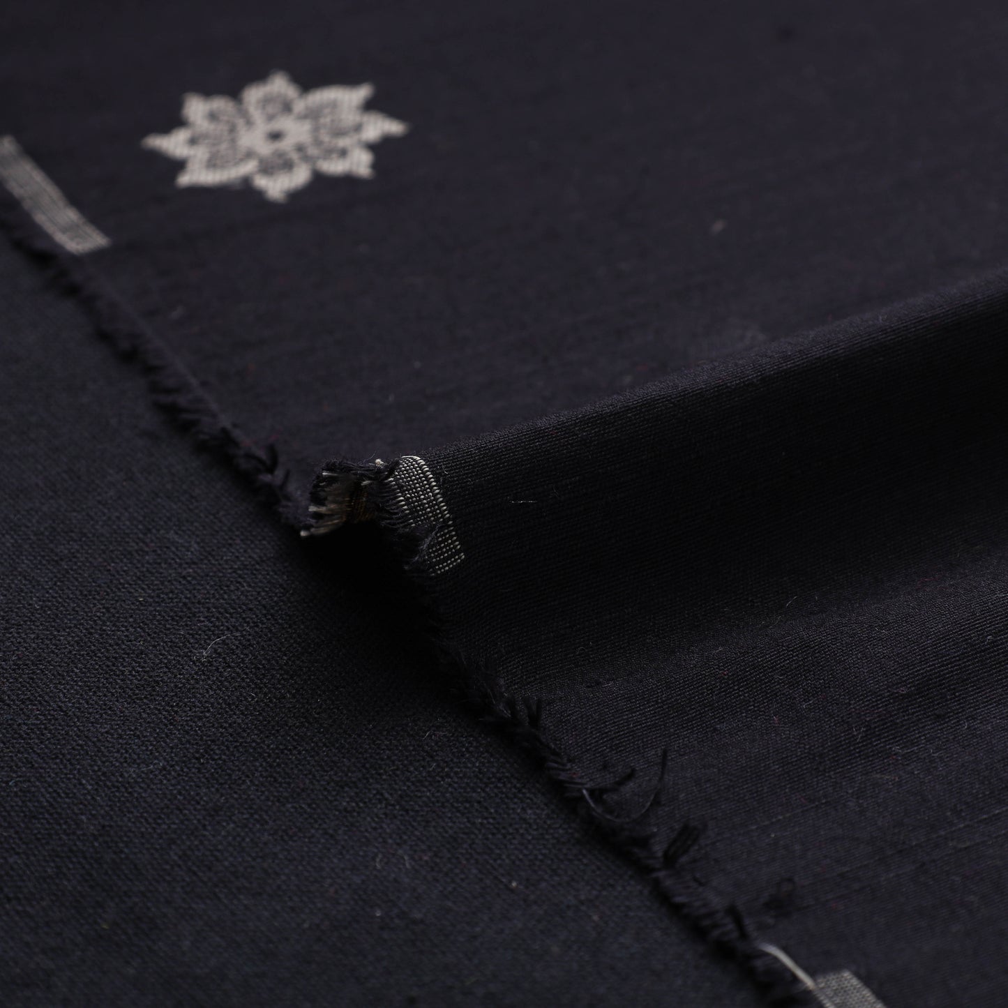 Black - spun dupion viscose silk thread buta fabric 21