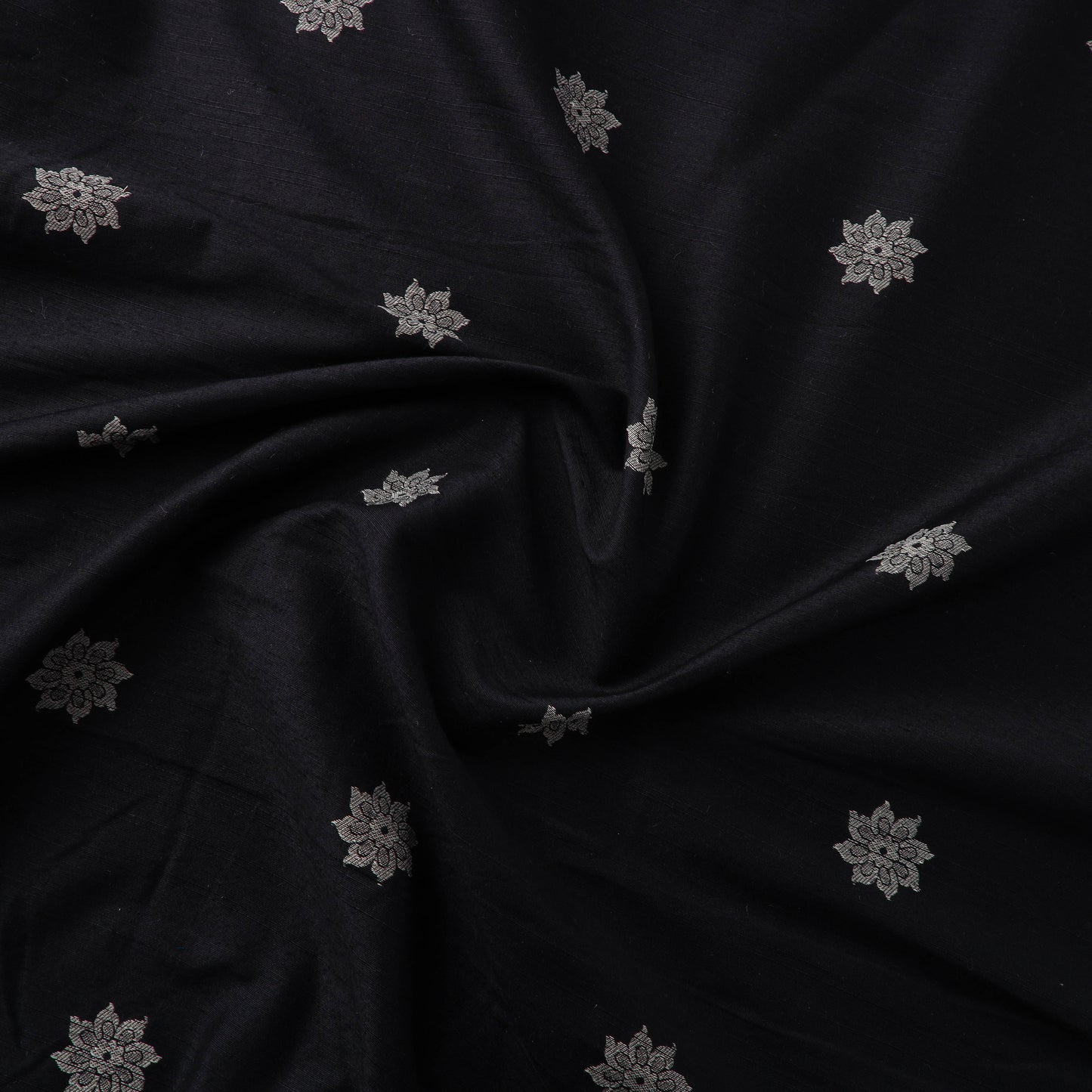 Black - spun dupion viscose silk thread buta fabric 21