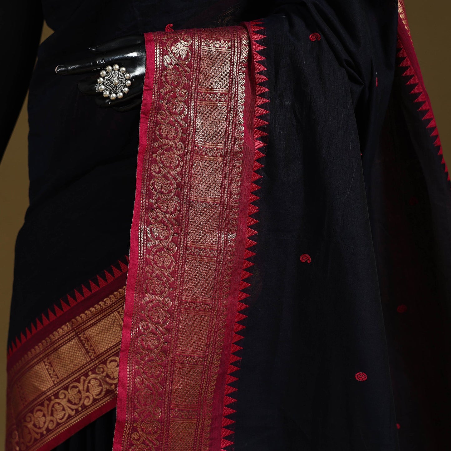 Thread buti cotton kanchipuram saree with border 08