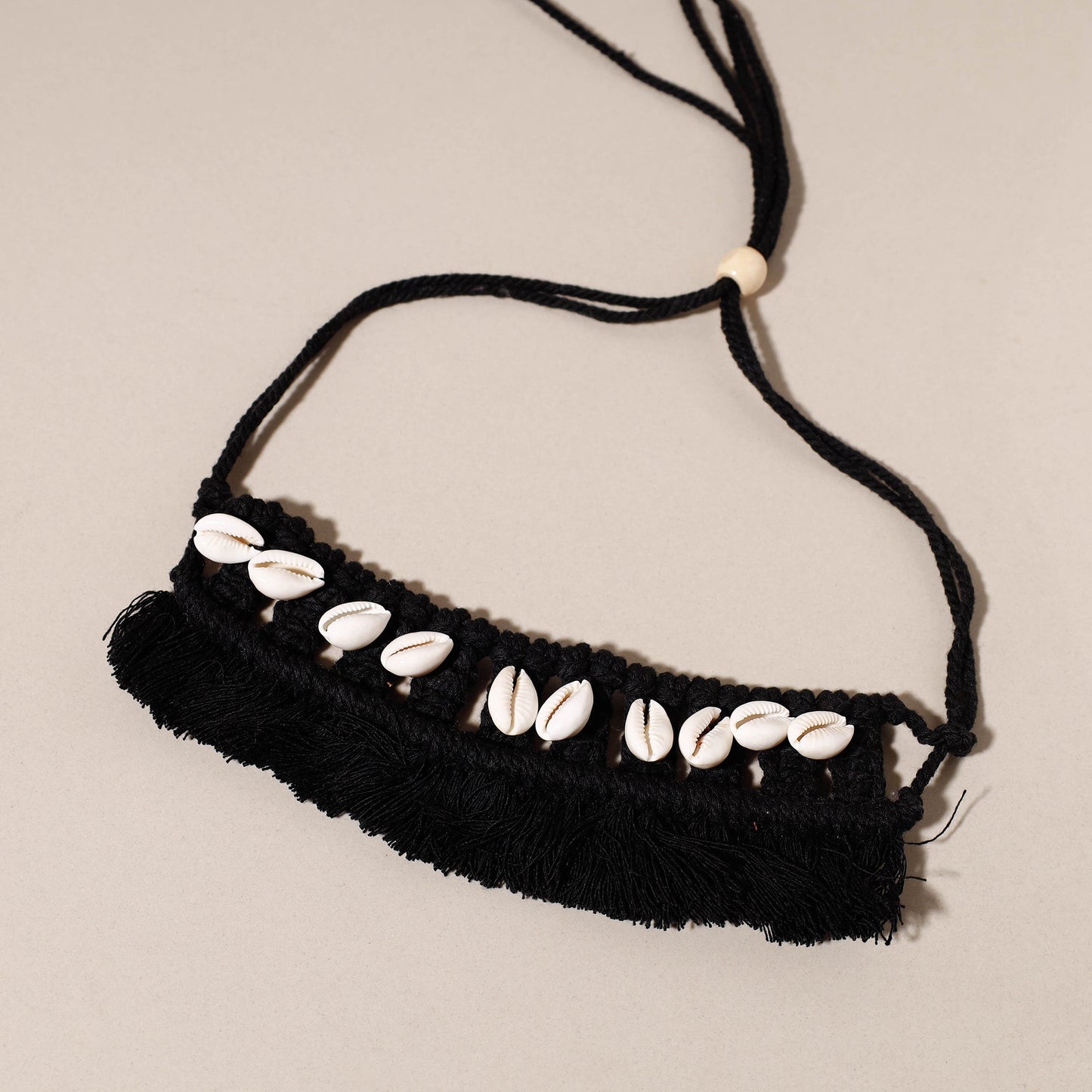 Thread & Seashell Work Handmade Macrame Choker Necklace